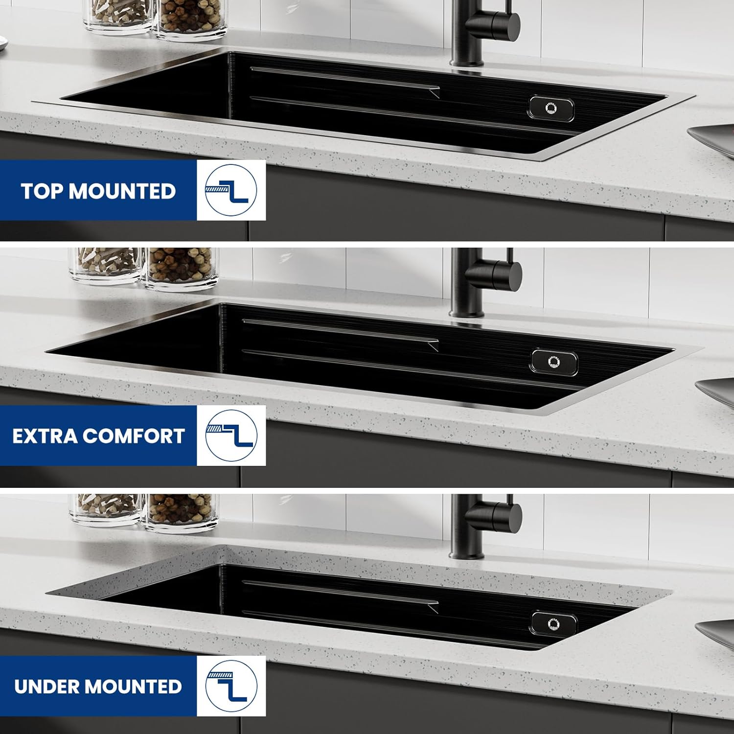 Thumbnail 6 de CECIPA Lavello nero 70 x 44 cm in acciaio inox con tagliere e accessori — set 3 in 1