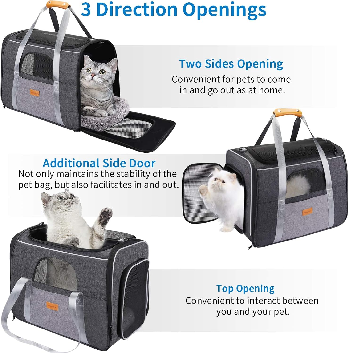 Detalle 2 de Morpilot Pet Carrier Bag – Portable Cat Carrier with Top and Side Openings