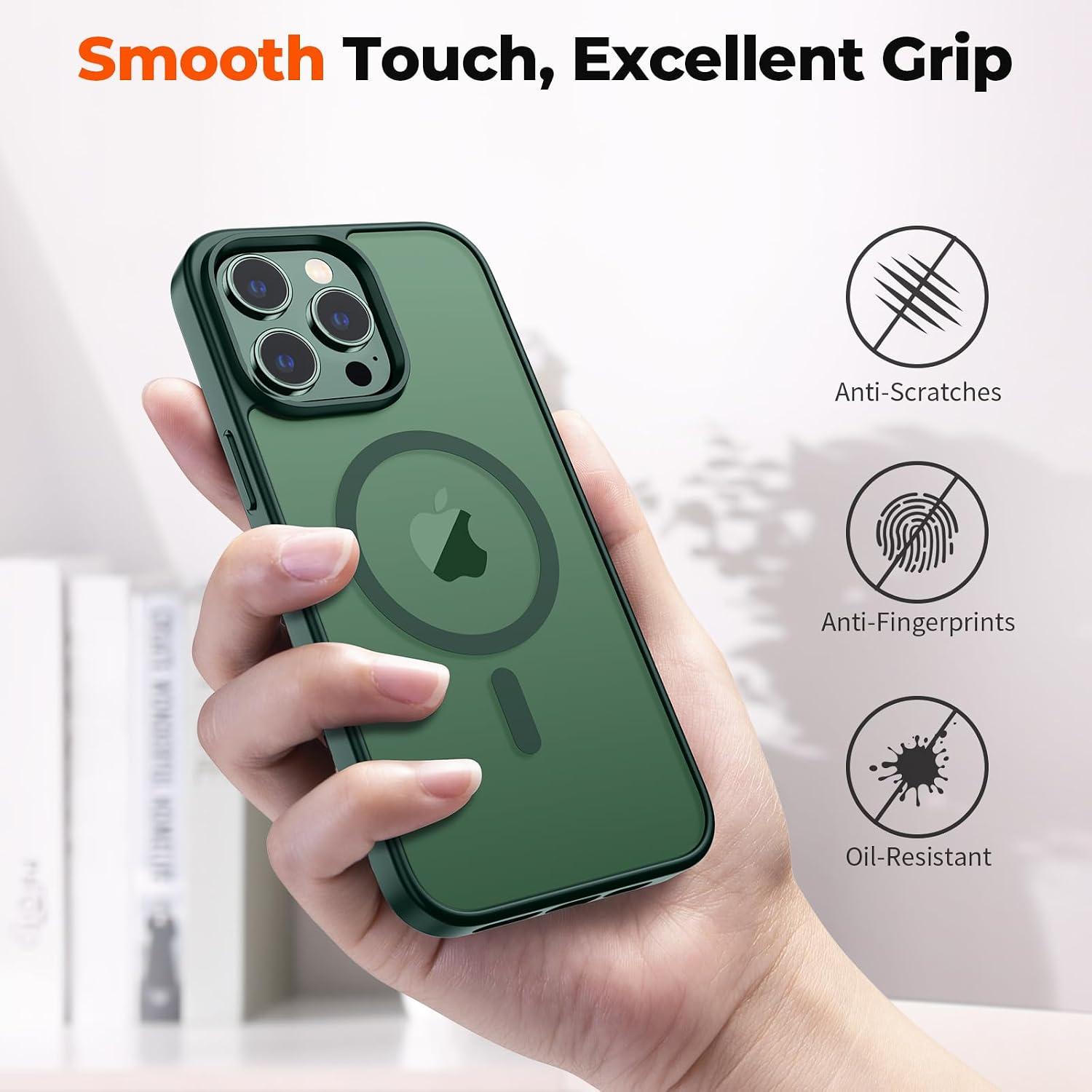 Detalle 2 de zapica Magnetic iPhone 13 Pro Case, Forest Green, MagSafe Compatible