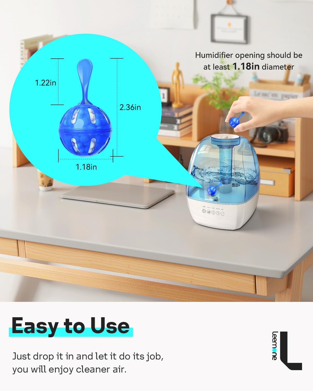 Detalle 2 de Leemone HCB Humidifier Cleaning Balls, 12-Pack for Mineral Buildup