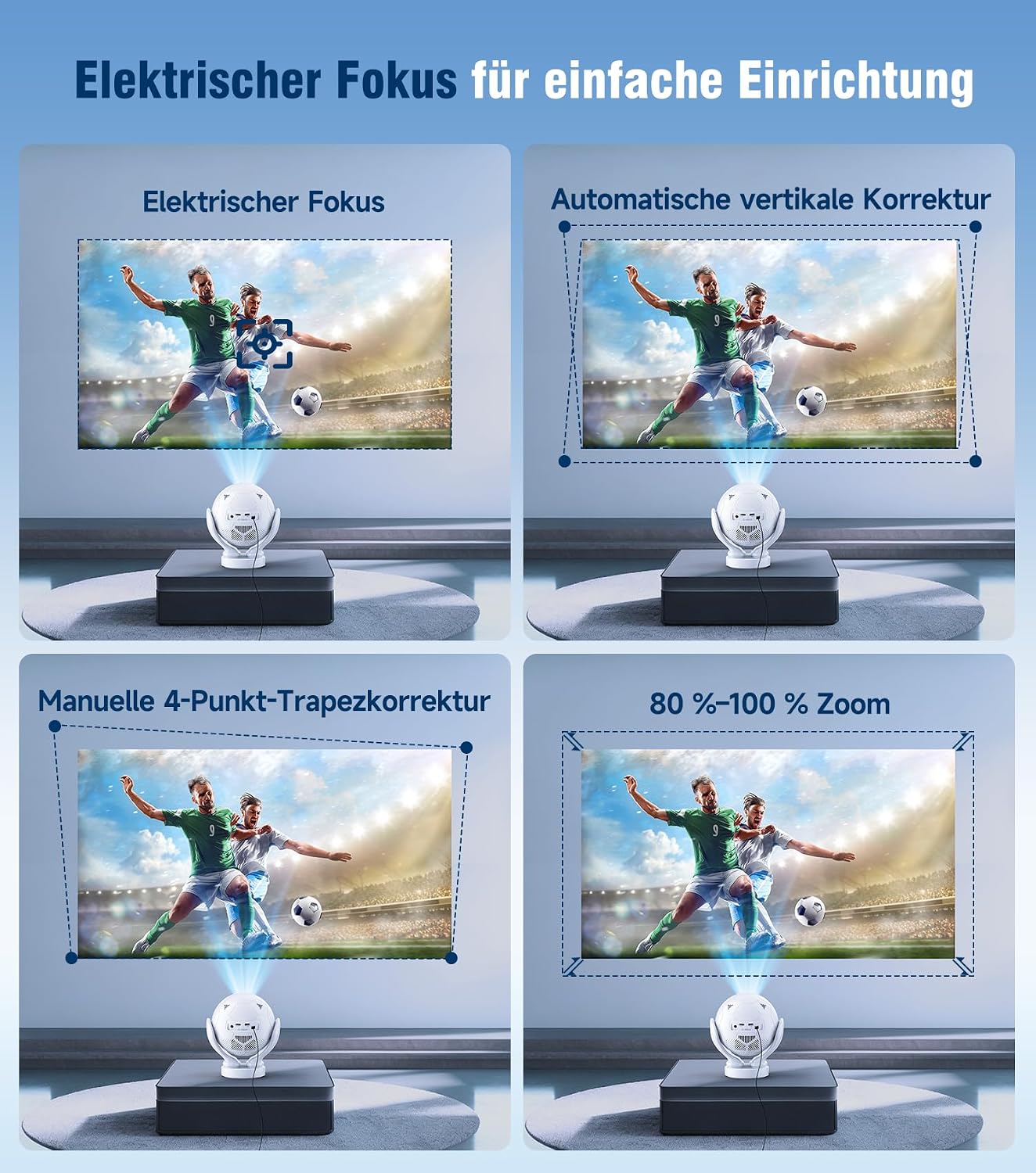 Detalle de Magcubic Mini Beamer 4K – Tragbarer 1080P Full HD Projektor mit Android 14, WiFi 6 und 180° Projektion