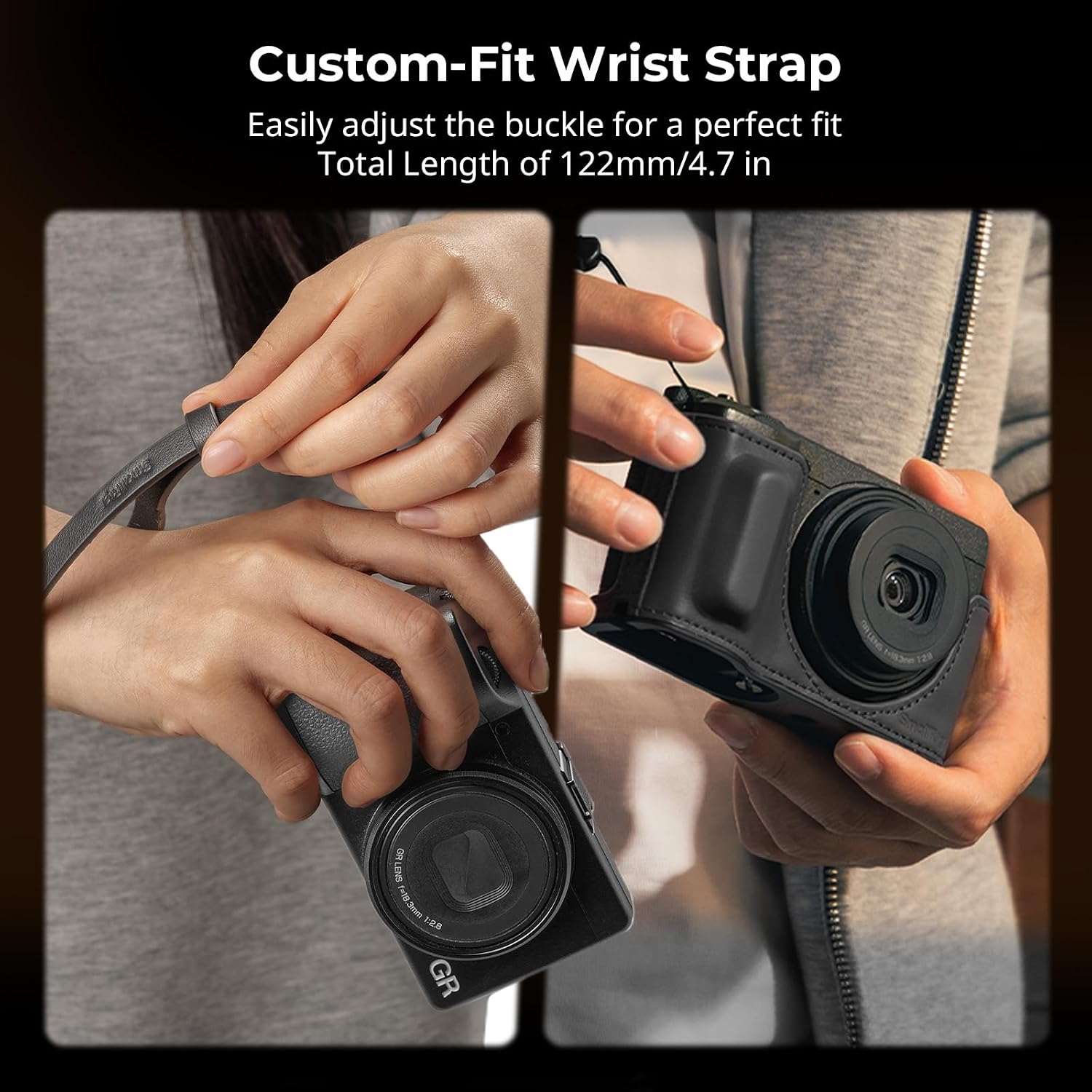 Thumbnail 1 de SmallRig 5682: Dragonne à dégagement rapide pour Ricoh GR, Sony ZV-1, Canon G7 X Mark III et coques iPhone 17 – cuir gris