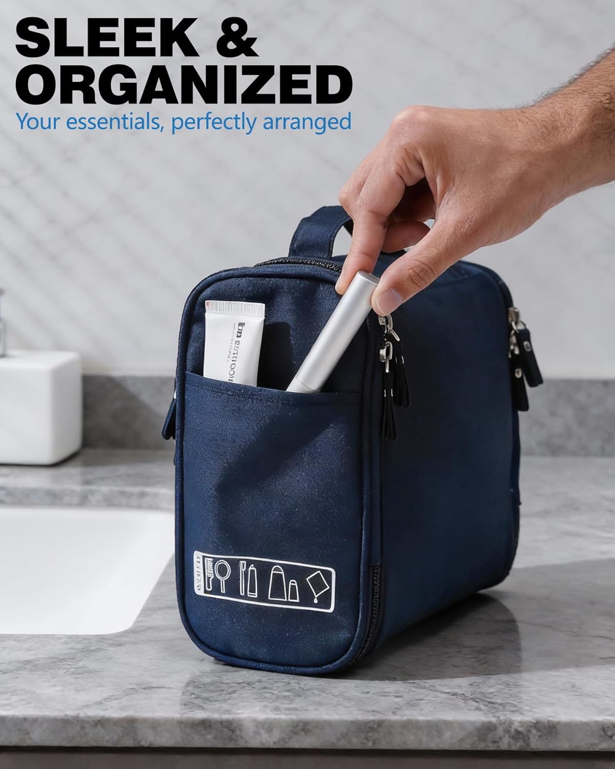Thumbnail 2 de FitDA Hanging Toiletry Bag for Men and Women (24 × 20 × 10 cm) – Travel Wash Bag and Cosmetic Organizer, Blue