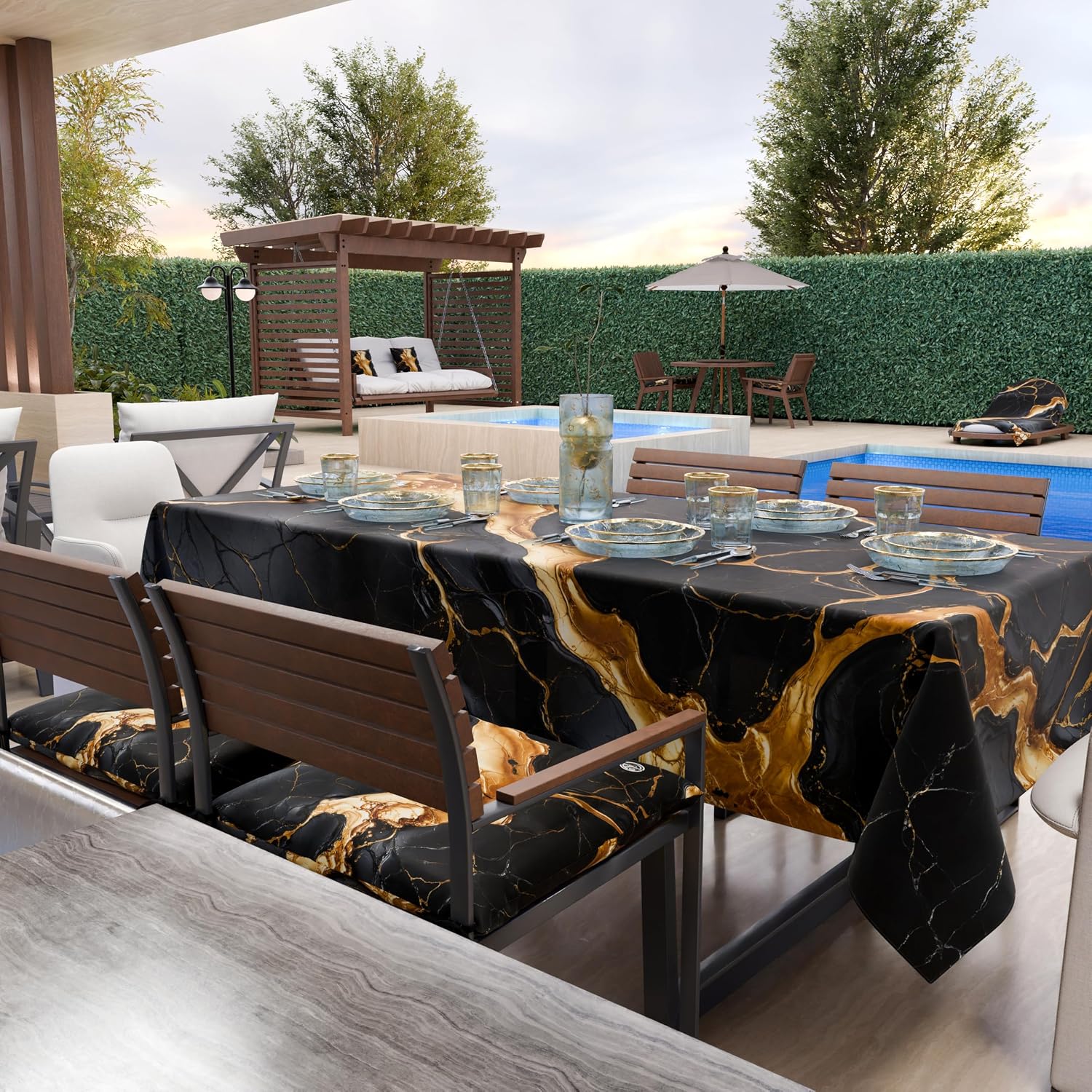 Detalle de PETTI Artigiani Italiani Marblelized – obrus Onyxlite 140 × 240 cm, efekt marmuru