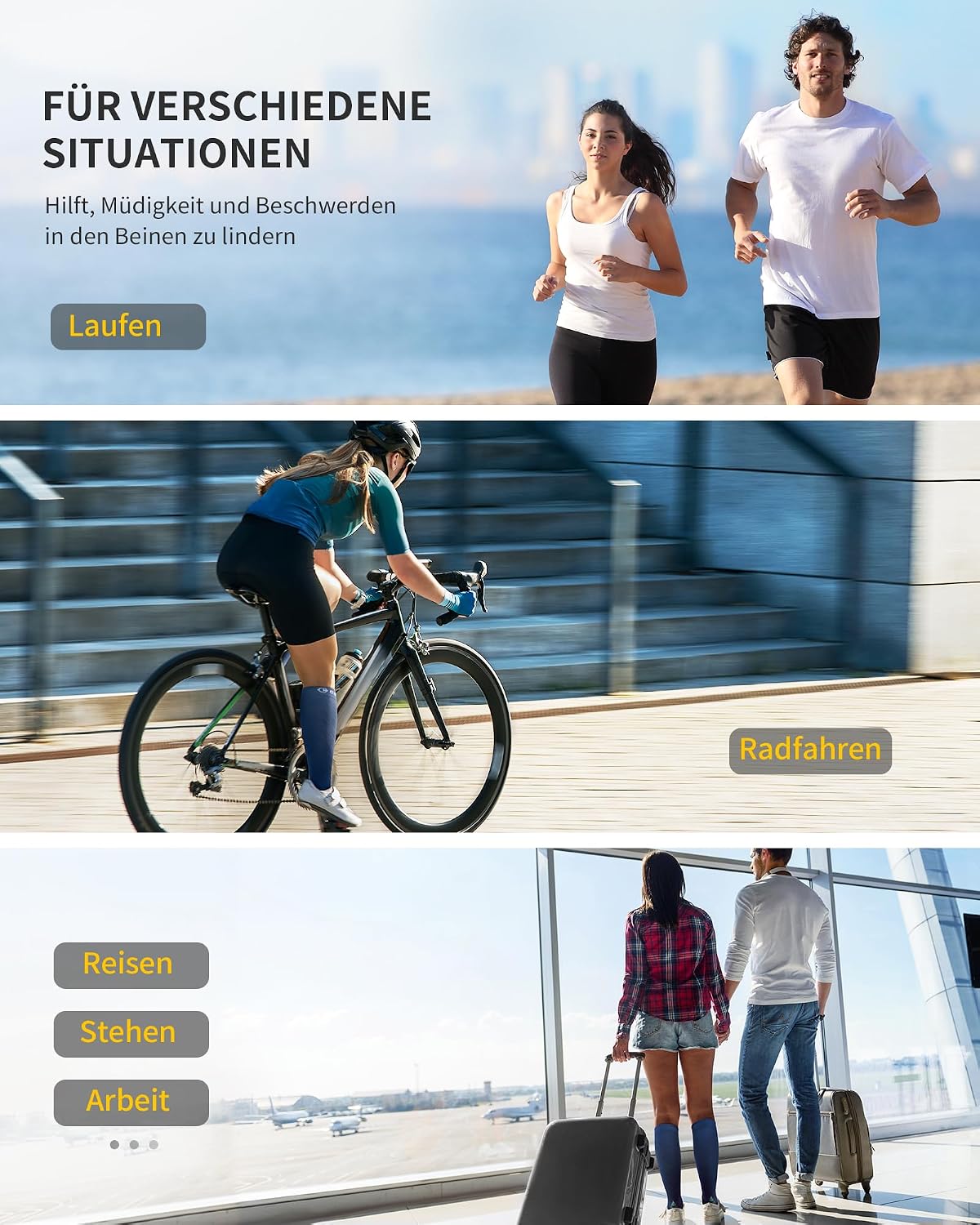 Thumbnail 6 de CAMBIVO Kompressionsstrümpfe für Damen und Herren (2 Paar) – für Sport, Flug, Reise und Radsport