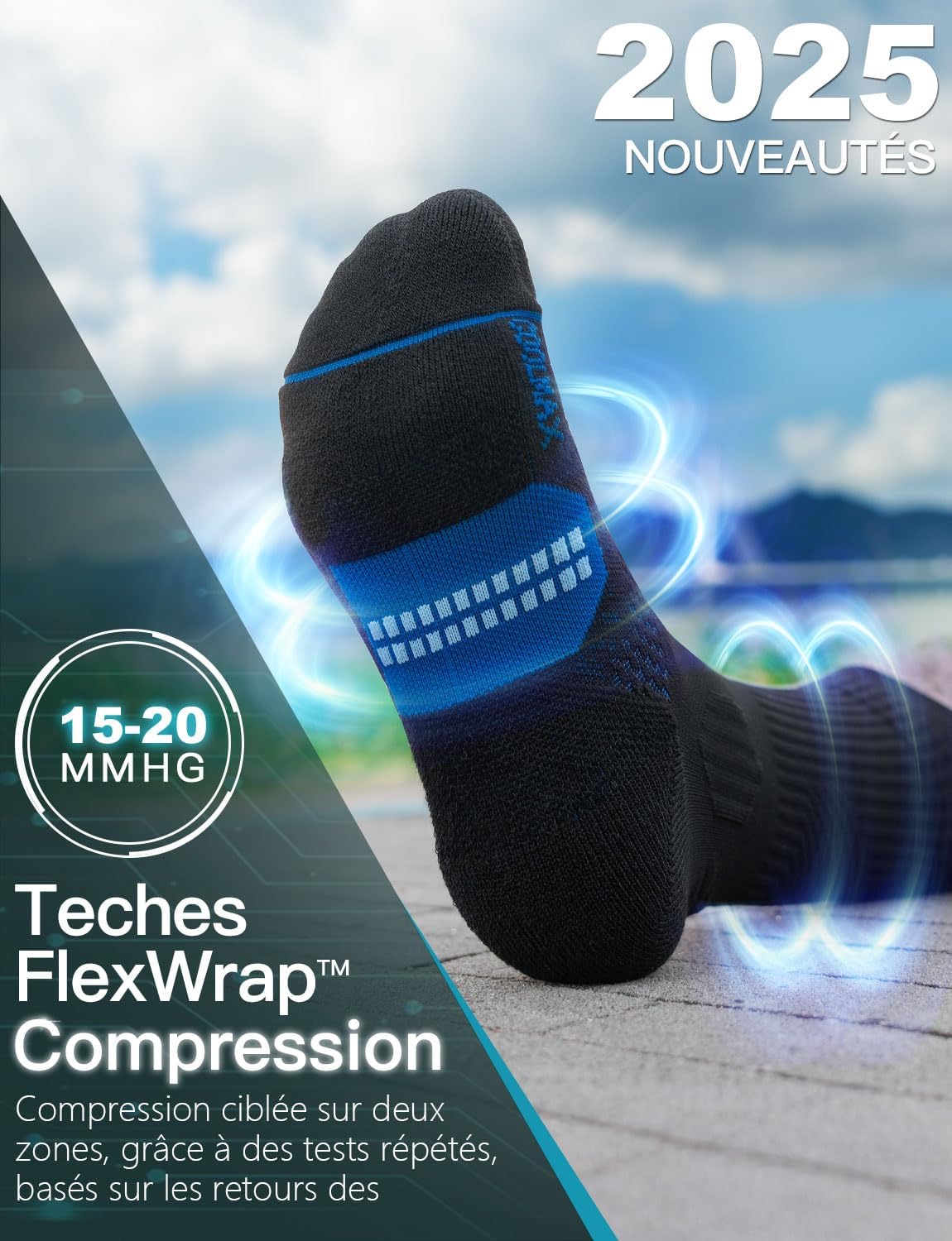 Detalle 2 de Juclise Chaussettes de course en bambou compression