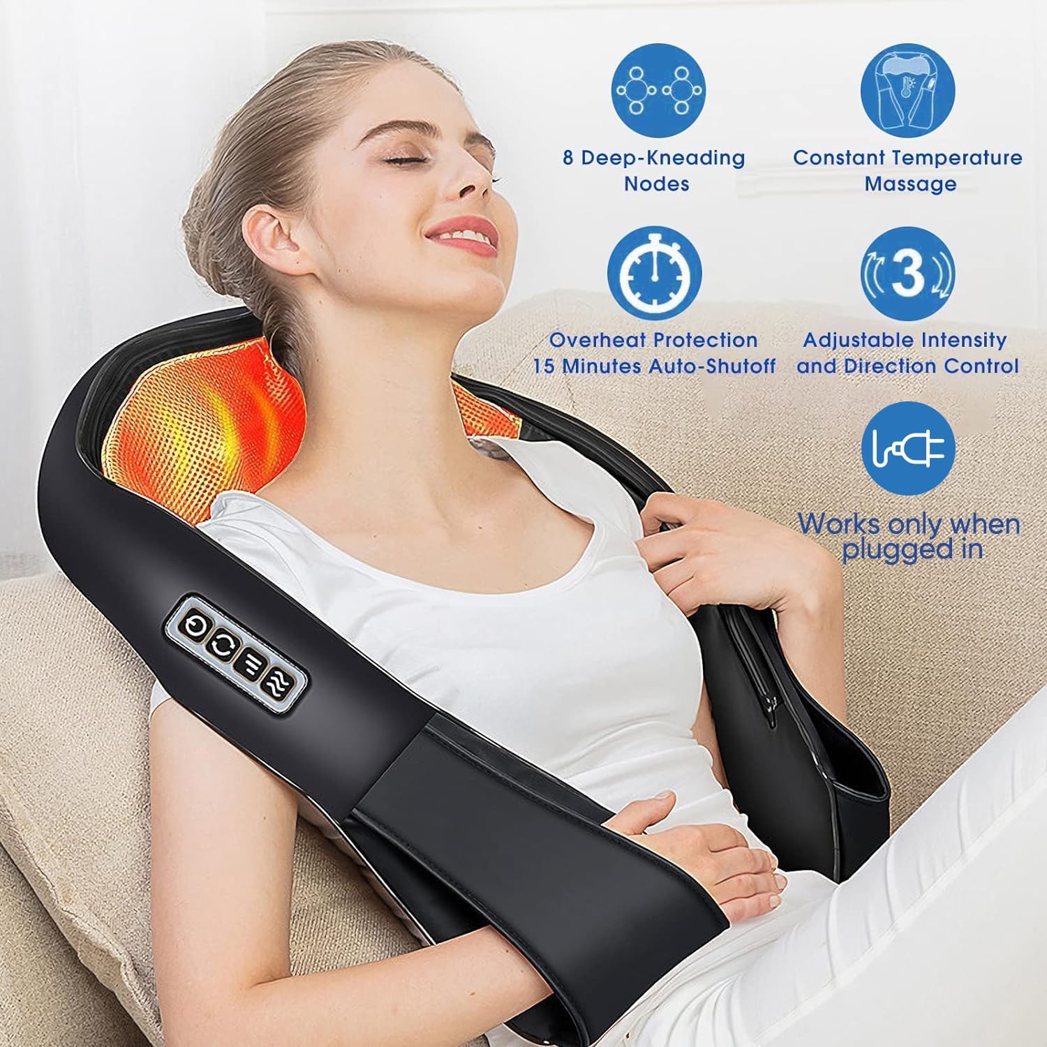 Detalle 2 de AERLANG Neck Massager: Portable Shiatsu with Heat for Neck, Shoulders and Back