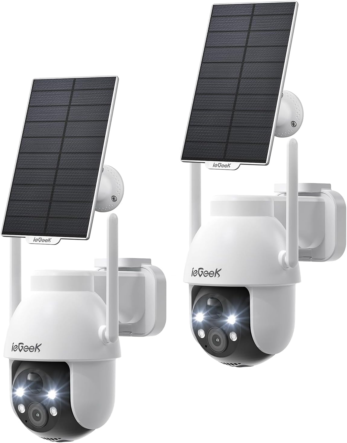 Detalle de ieGeek 2K Solar Outdoor Security Cameras, 2-Pack with PTZ and Color Night Vision