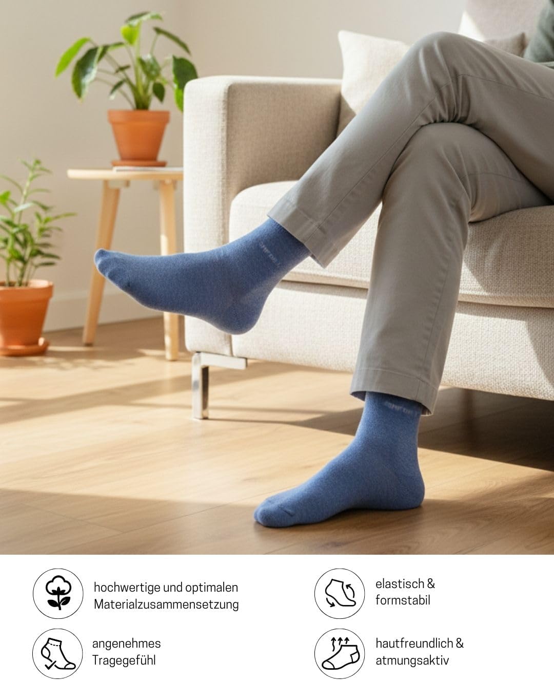 Detalle 2 de sockenkauf24 10 Paar Comfort Socken ohne Gummibund & ohne Naht für Damen und Herren