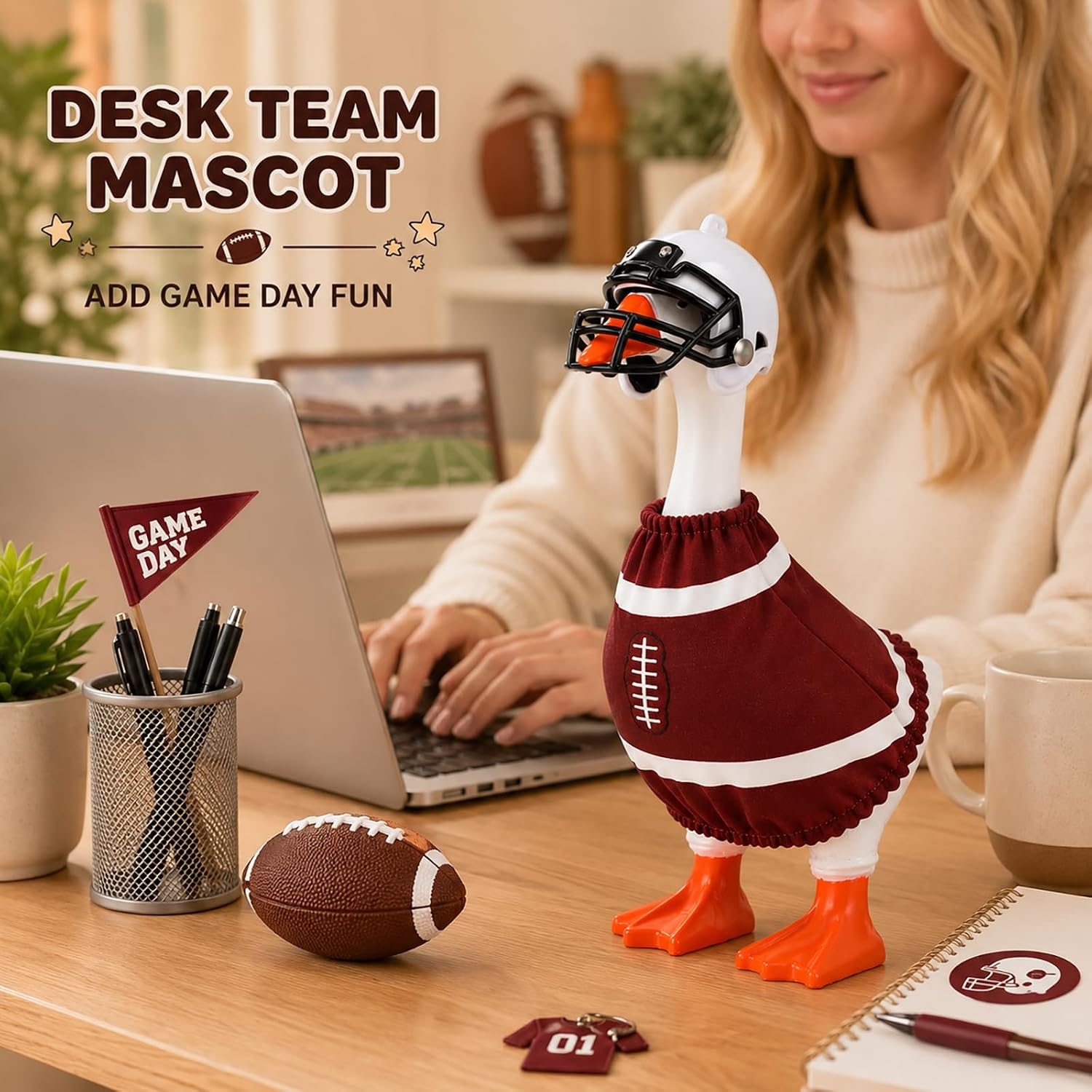 Thumbnail 6 de SECVOY 7-Inch Desk Goose Football Outfit with Red Jersey and Helmet