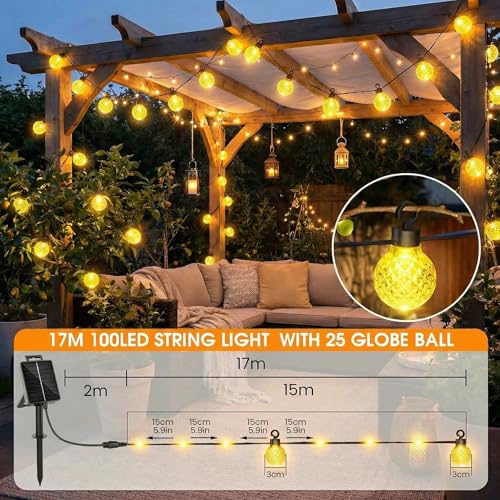 Detalle de Guirnaldas Luces Exterior Solar 17M 100 LED con 25 Lámparas de Piña y Mando a Distancia — BG9D