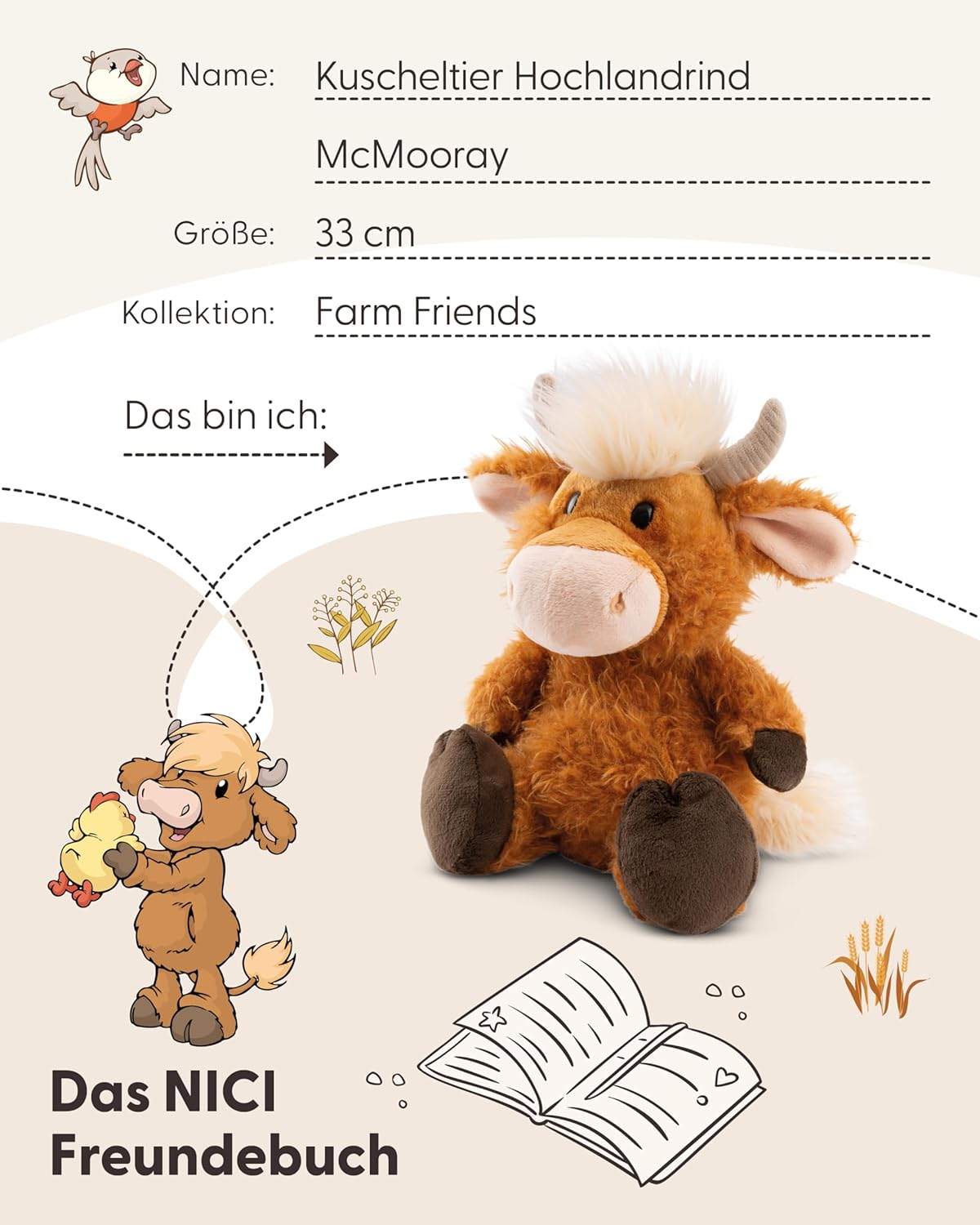 Thumbnail 4 de NICI Kuscheltier Hochlandrind McMooray (33 cm) braun – Stofftier aus weichem Plüsch