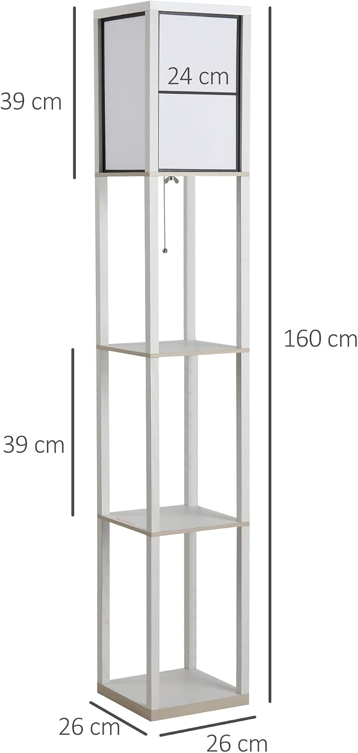 Thumbnail 6 de HOMCOM lampadaire avec étagères 3 niveaux (160 cm) en MDF blanc