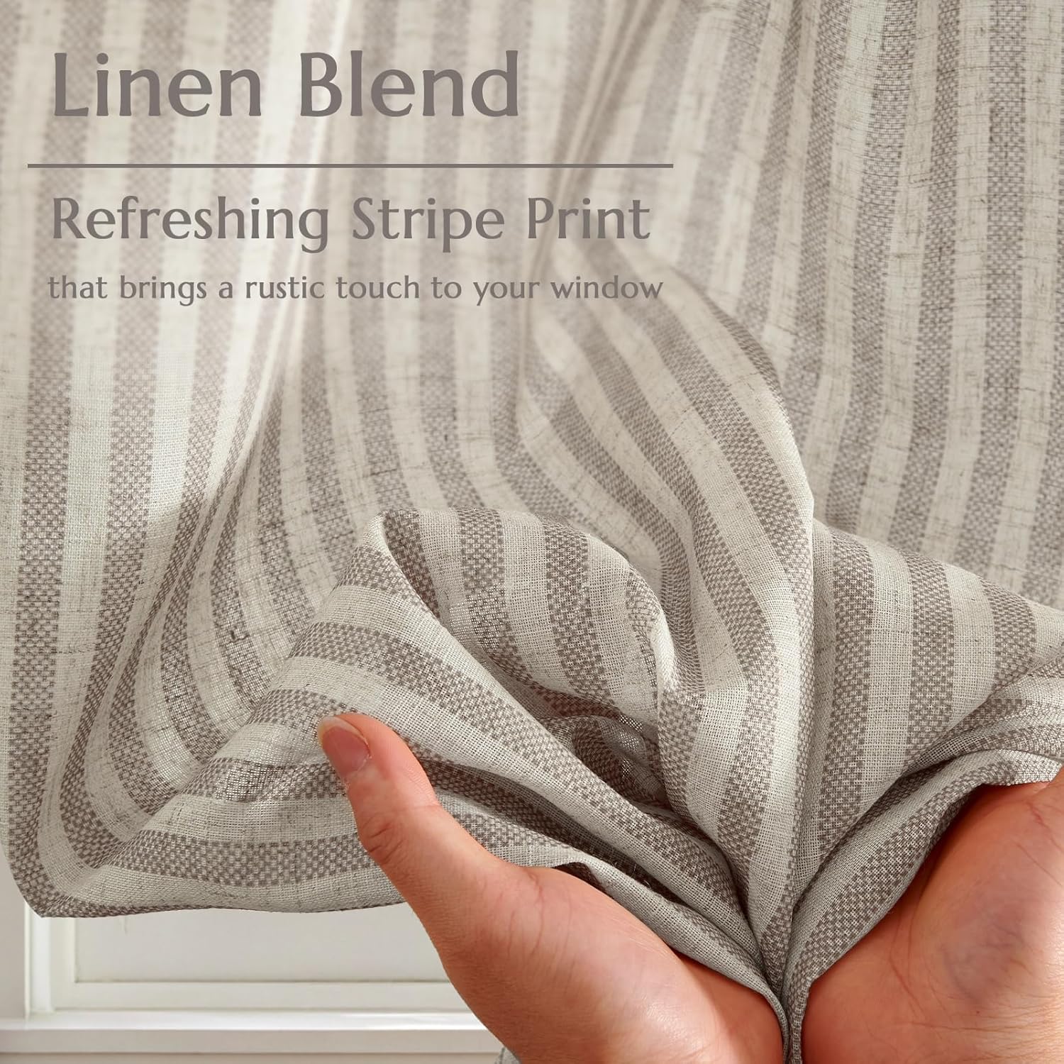 Thumbnail 5 de jinchan Striped Linen Kitchen Curtains 36" tier set 🪟