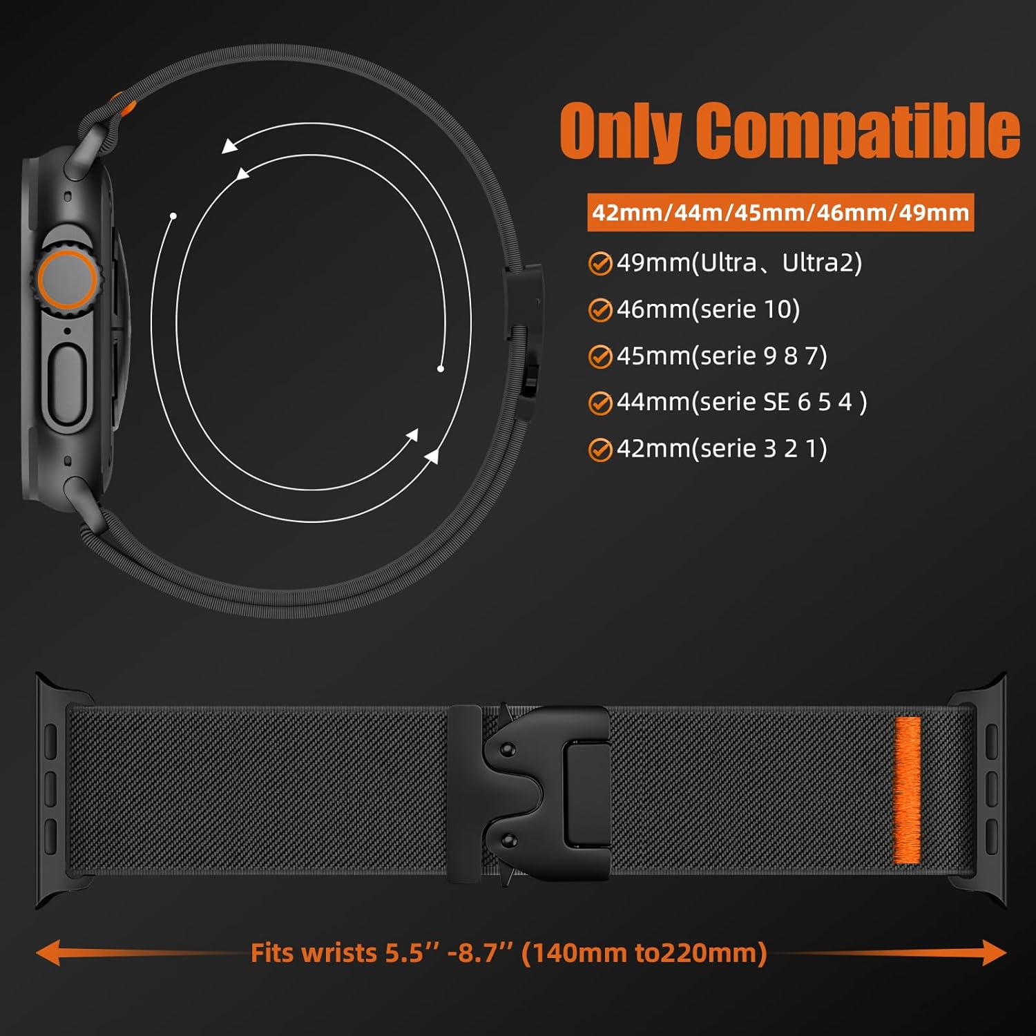 Thumbnail 3 de Yoohoo Stretchy Nylon Sport Loop for Apple Watch 44mm