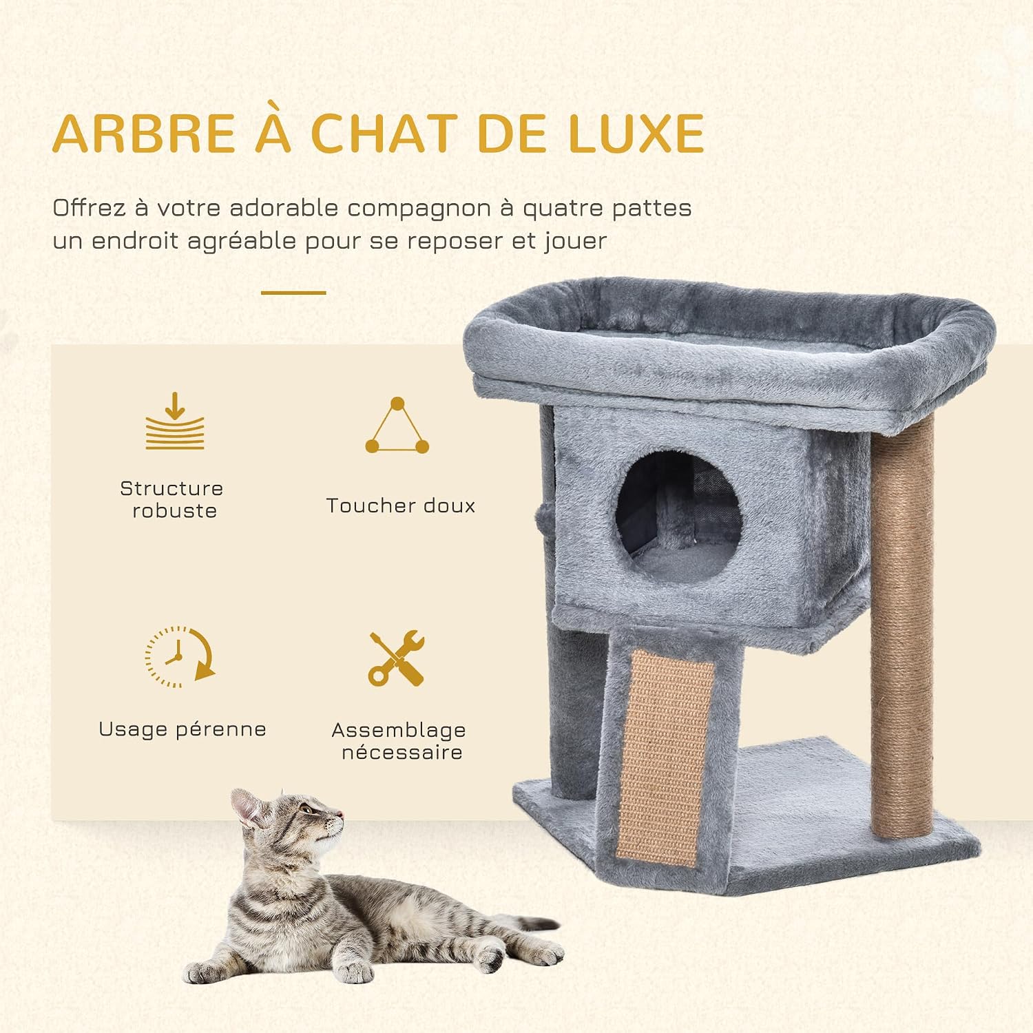 Detalle de PawHut Arbre à Chat Tour de Jeux