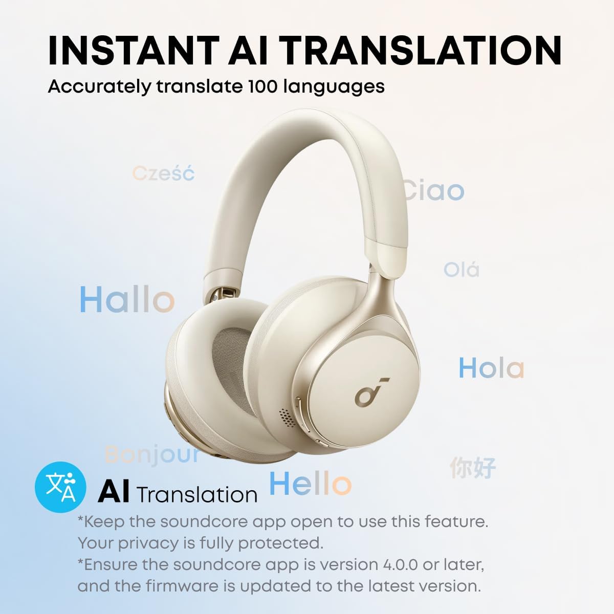 Detalle de soundcore by Anker Space One Adaptive Active Noise Cancelling Headphones (Bluetooth 5.3, LDAC, 40H ANC)