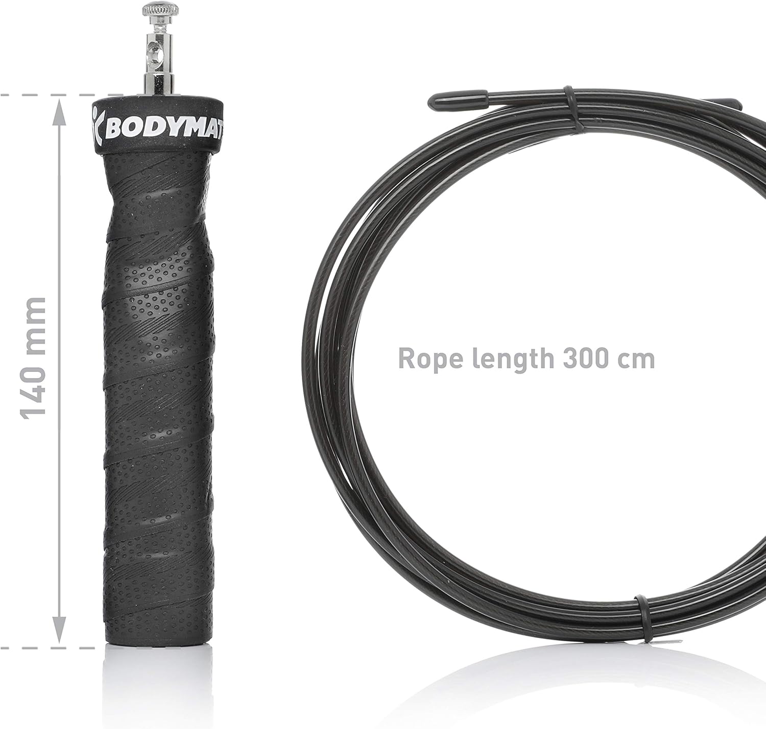 Thumbnail 4 de BODYMATE Corda per saltare Premium con 2 pesi estraibili, maniglie antiscivolo e 2 corde in acciaio regolabili