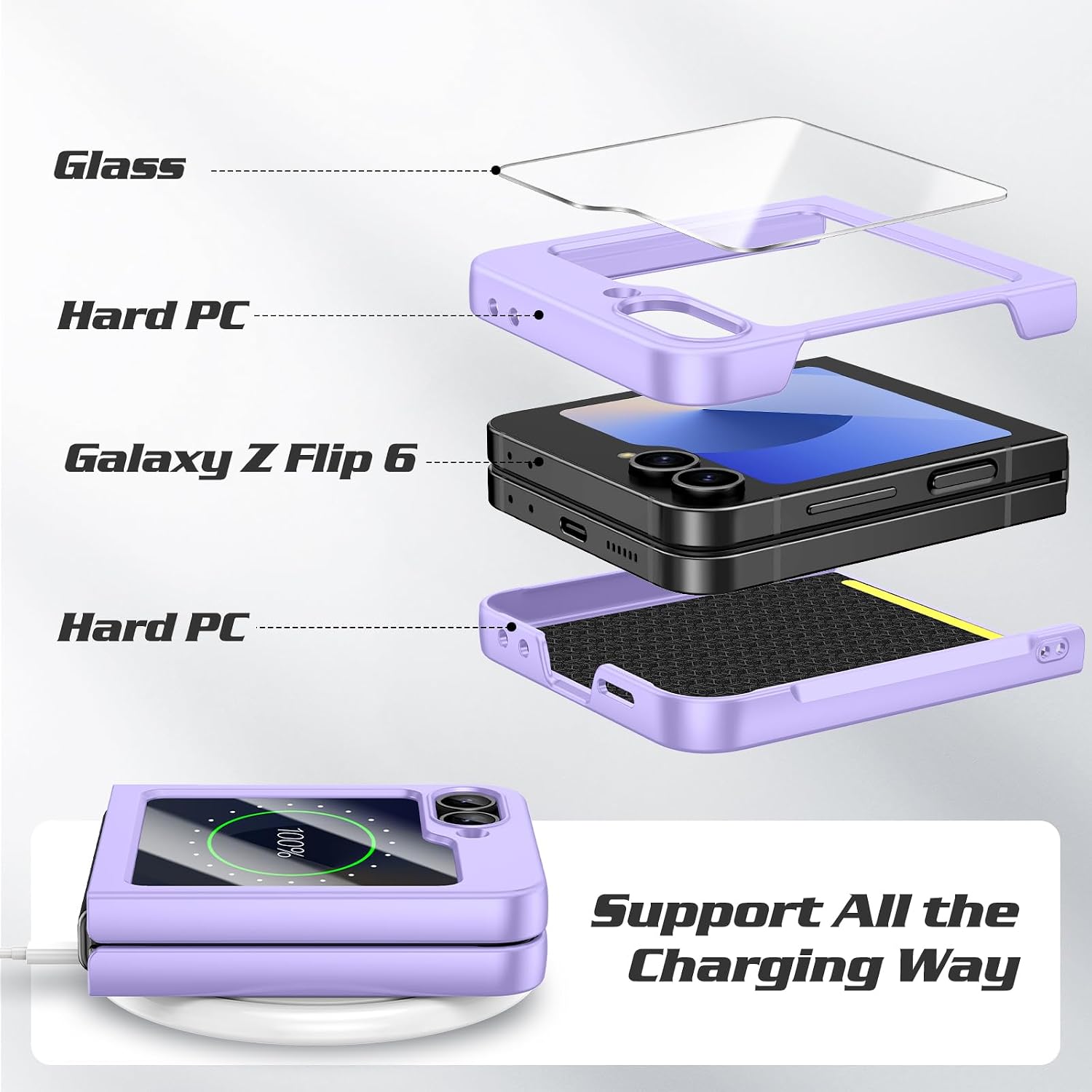 Detalle de Doeshine Ultra Slim Case with Built-In Screen Protector for Samsung Galaxy Z Flip 7 FE / Z Flip 6