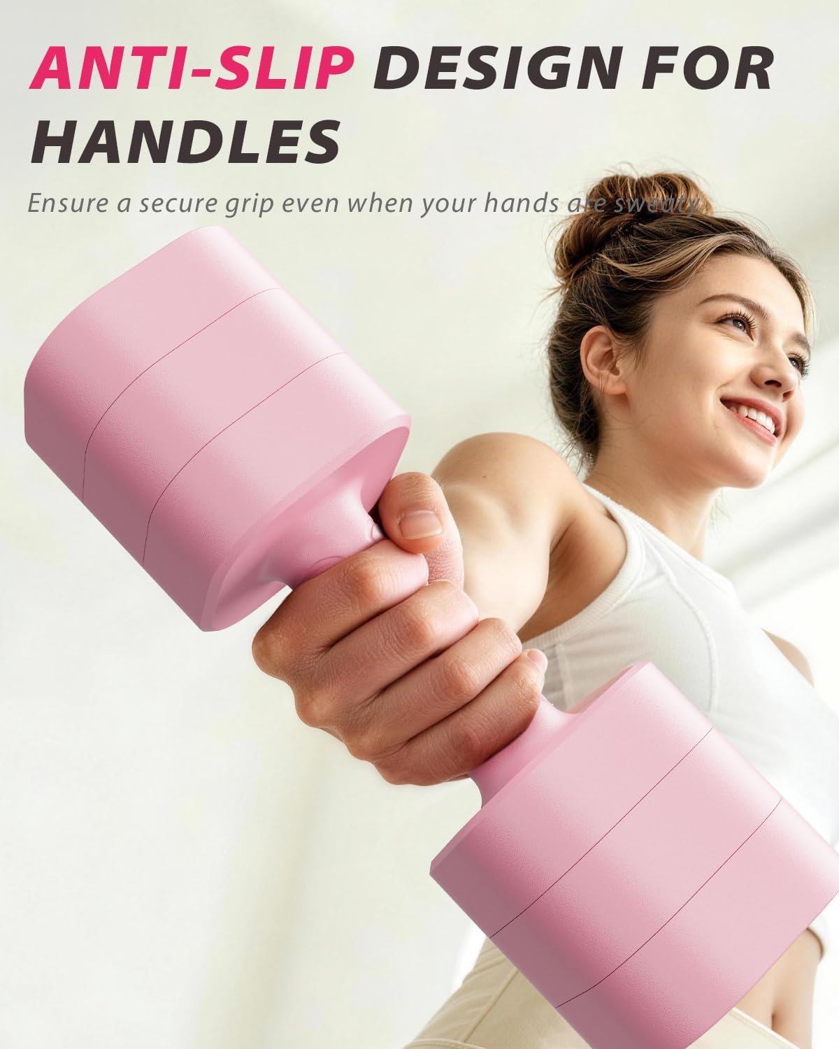 Detalle de Ragebby Adjustable Dumbbell Set (2) for Home Workouts: 3-In-1, Anti-Slip, Lightweight to Mid-Weight Range