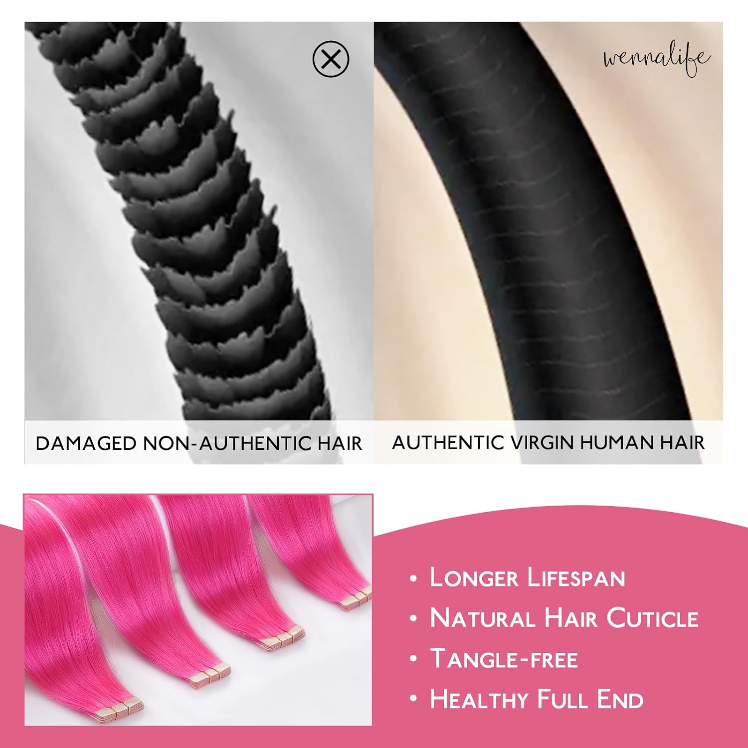 Detalle de Wennalife Human Hair Tape-In Extensions, 14-Inch
