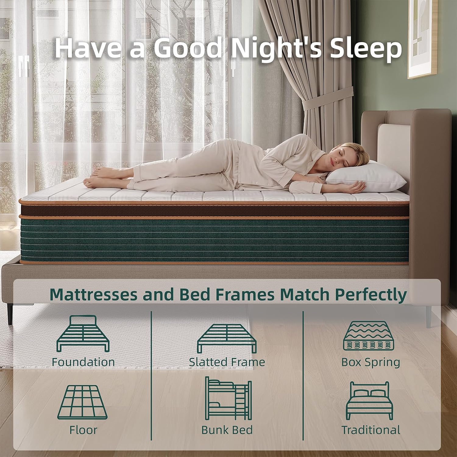 Detalle 2 de Naiveer Twin 10-Inch Hybrid Mattress with Memory Foam and Pocket Springs