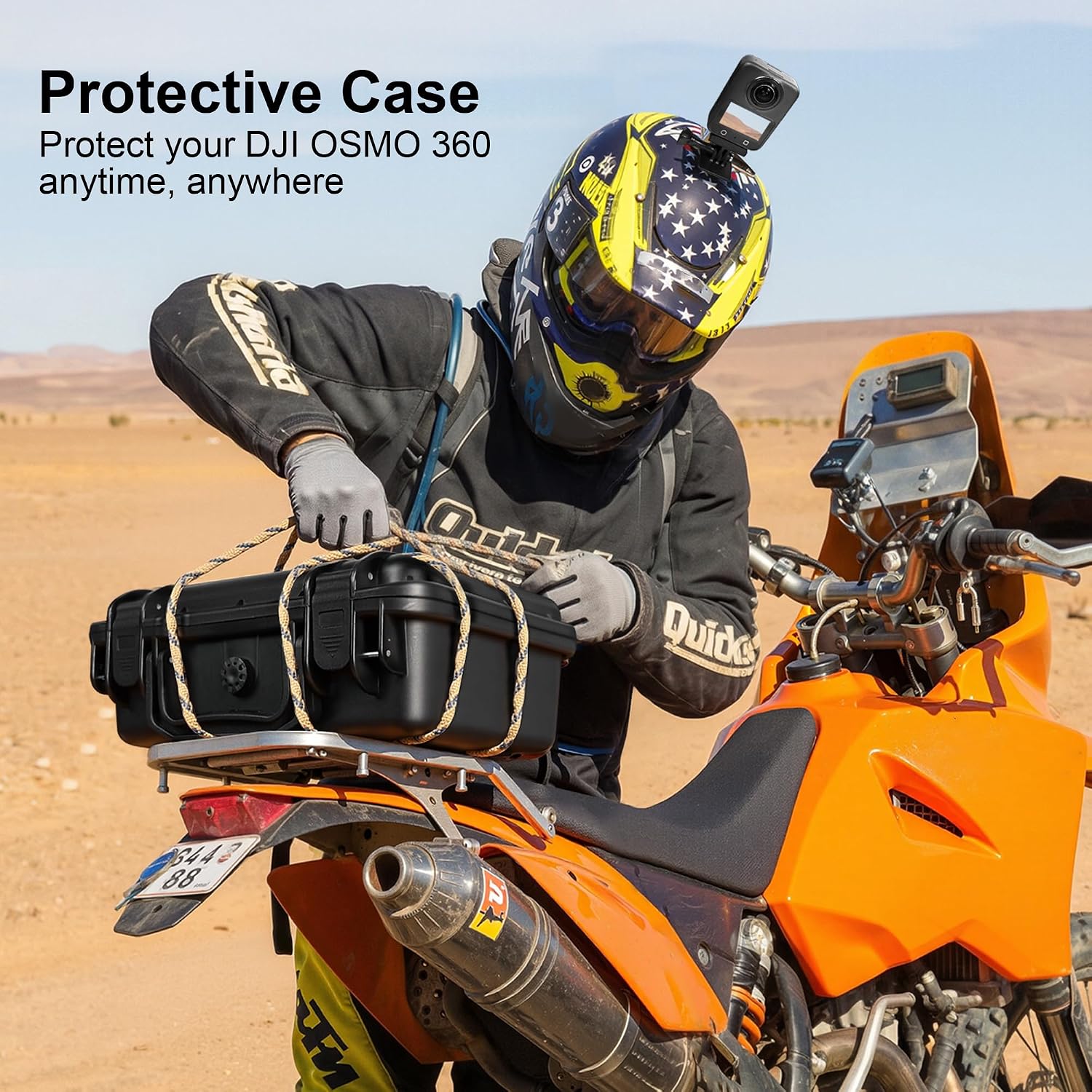 Detalle de LEKUFEE Portable Waterproof Hard Case for DJI Osmo 360 and Accessories (Case Only) — Black
