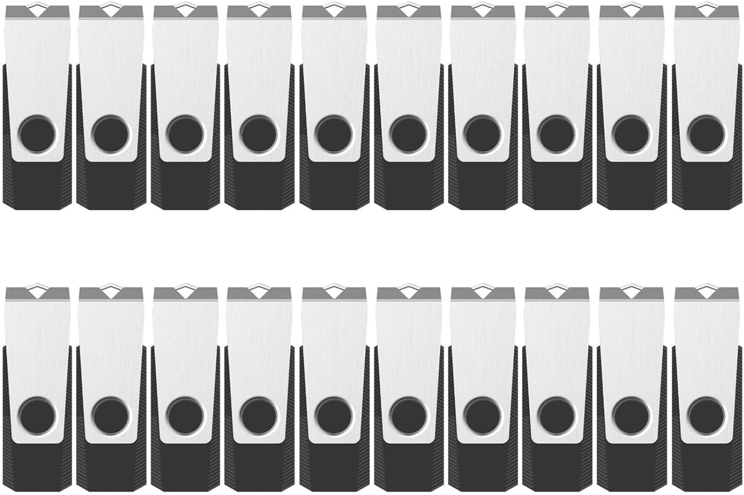 Detalle de Vansuny USB-Stick 4GB – 20er Pack, USB 2.0, 360° Drehkappe, Metalldeckel, Schwarz