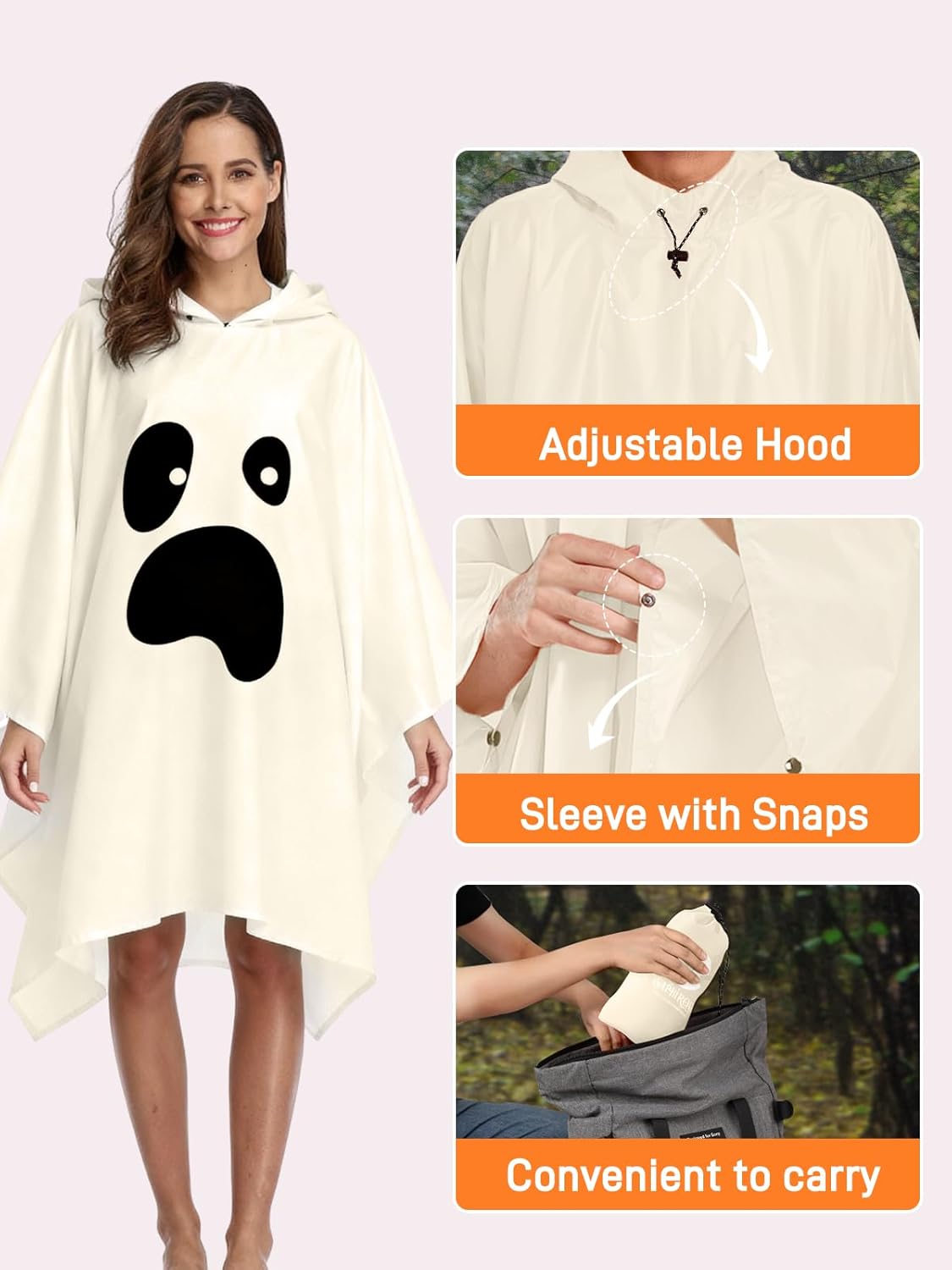 Thumbnail 5 de SaphiRose Hooded Rain Poncho: Waterproof, Windproof Raincoat for Everyday Outdoor Protection