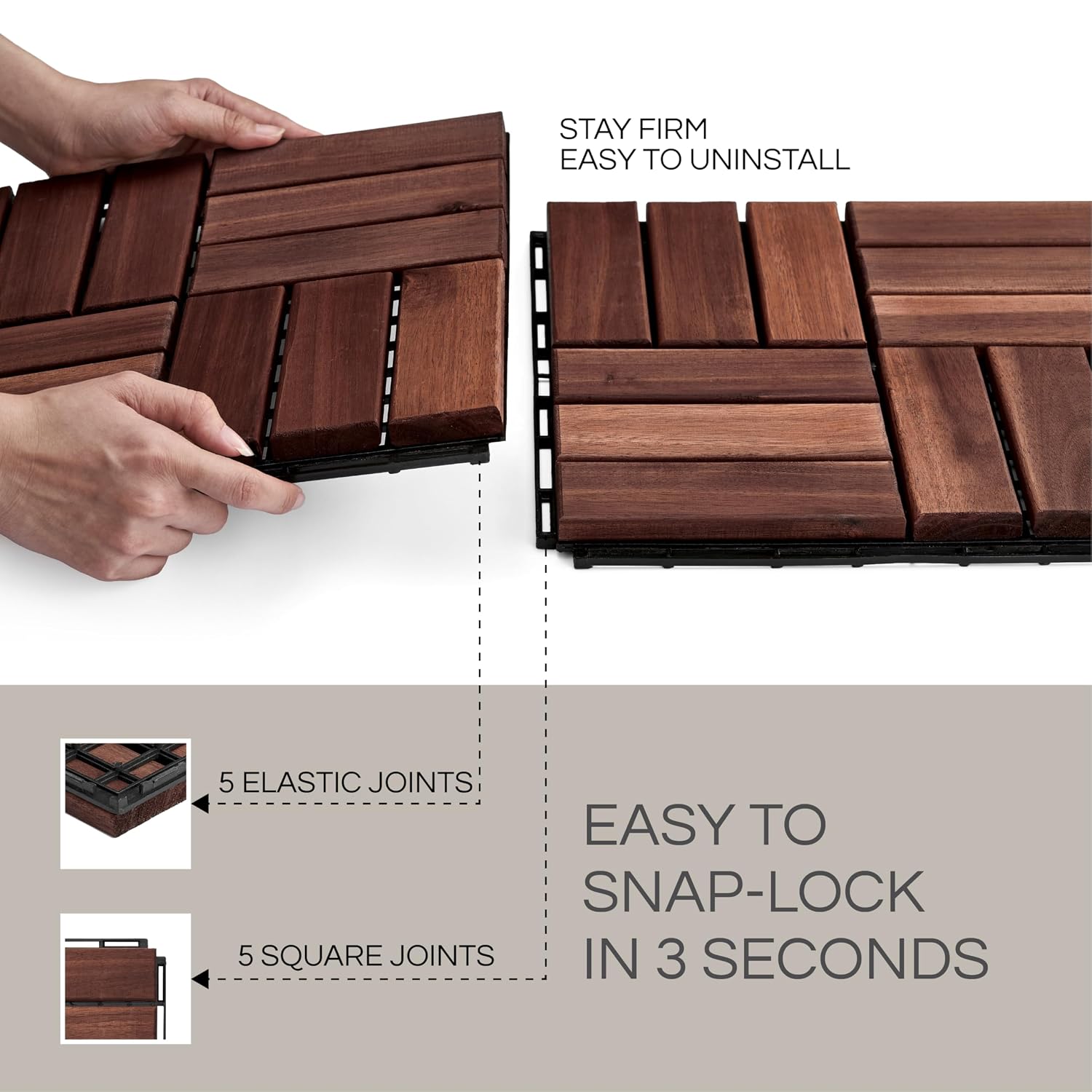 Detalle de THYOI Acacia Wood Deck Tiles