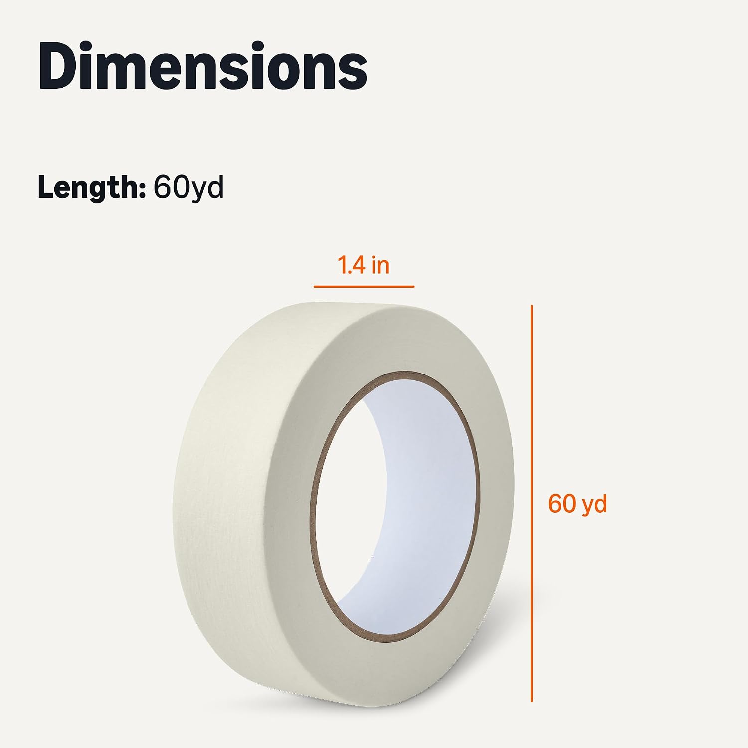 Detalle de Amazon Basics Multi-Surface Masking Tape for Labeling, 1.41" x 60 Yards – Beige (1 Roll)