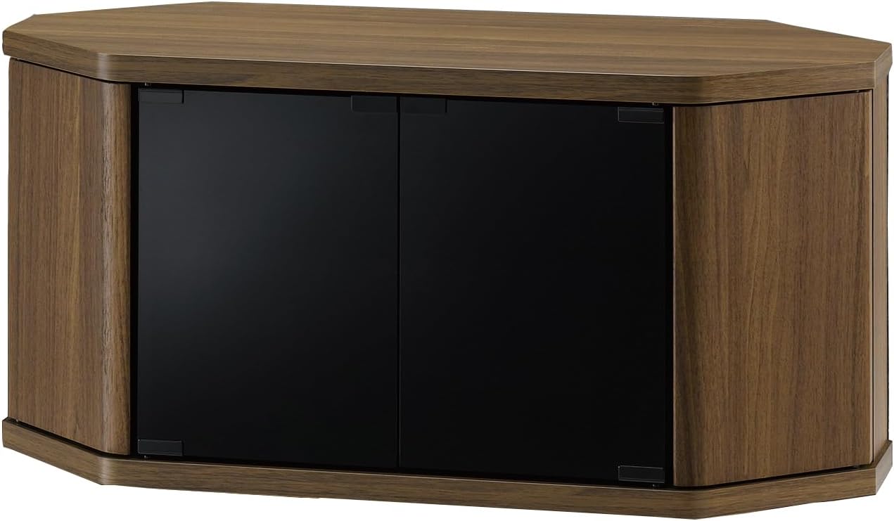 Detalle de 朝日木材加工 RACINE RCA-800AV-CR テレビ台 32型対応 ブラウン コーナー設置・強化ガラス扉
