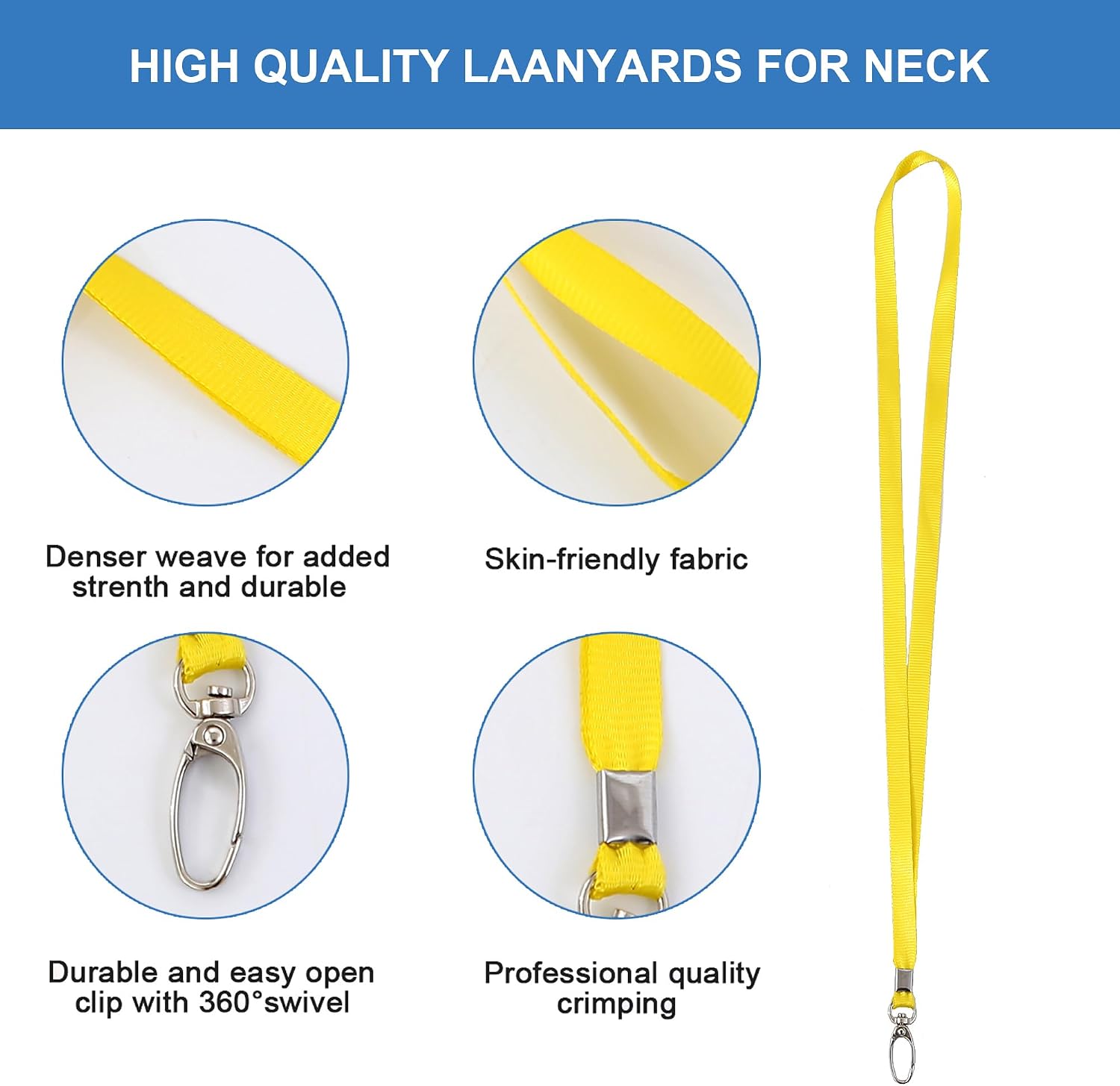 Thumbnail 2 de ROSSHINE yellow lanyards, 100 pack for neck