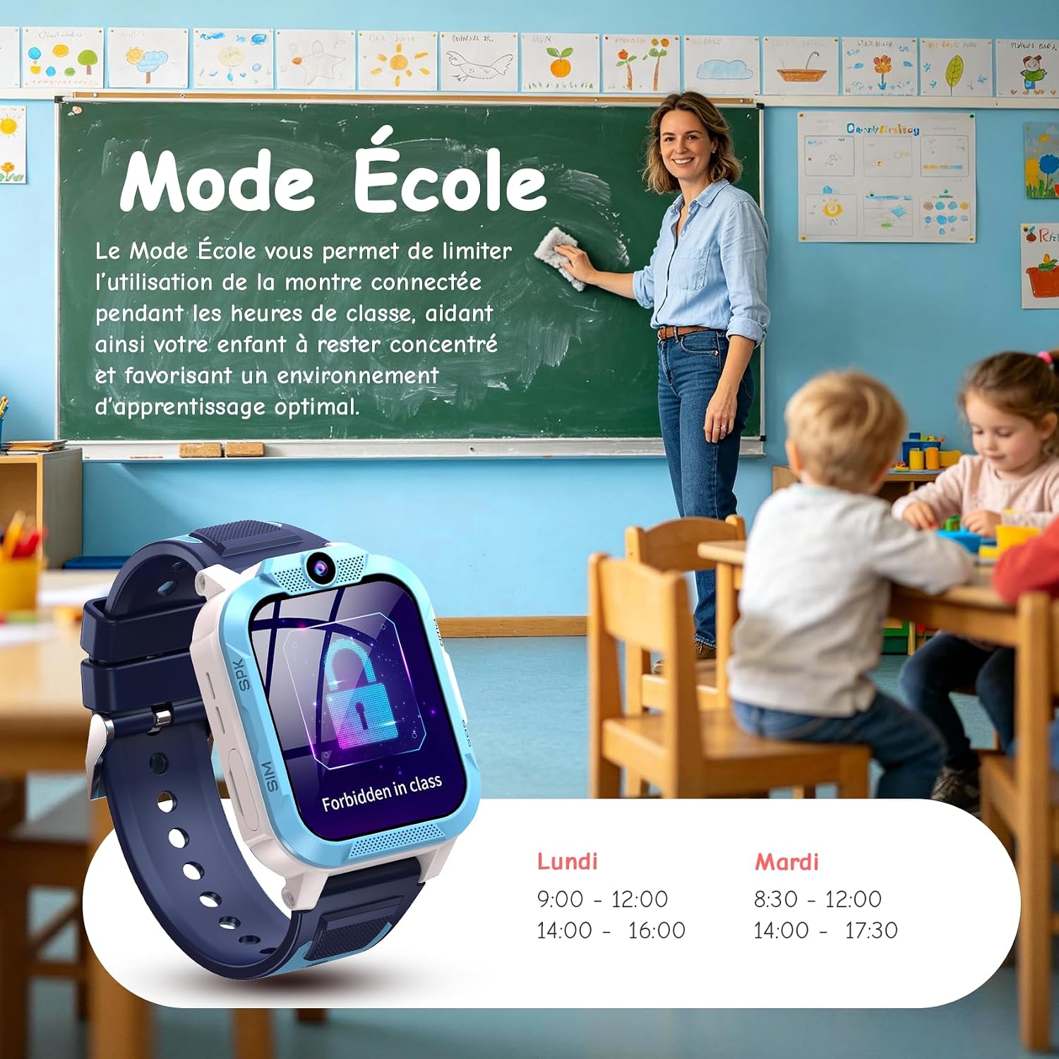 Detalle de IOWODO Montre Connectée Enfant 4G avec GPS – sécurité, appels vidéo et mode École