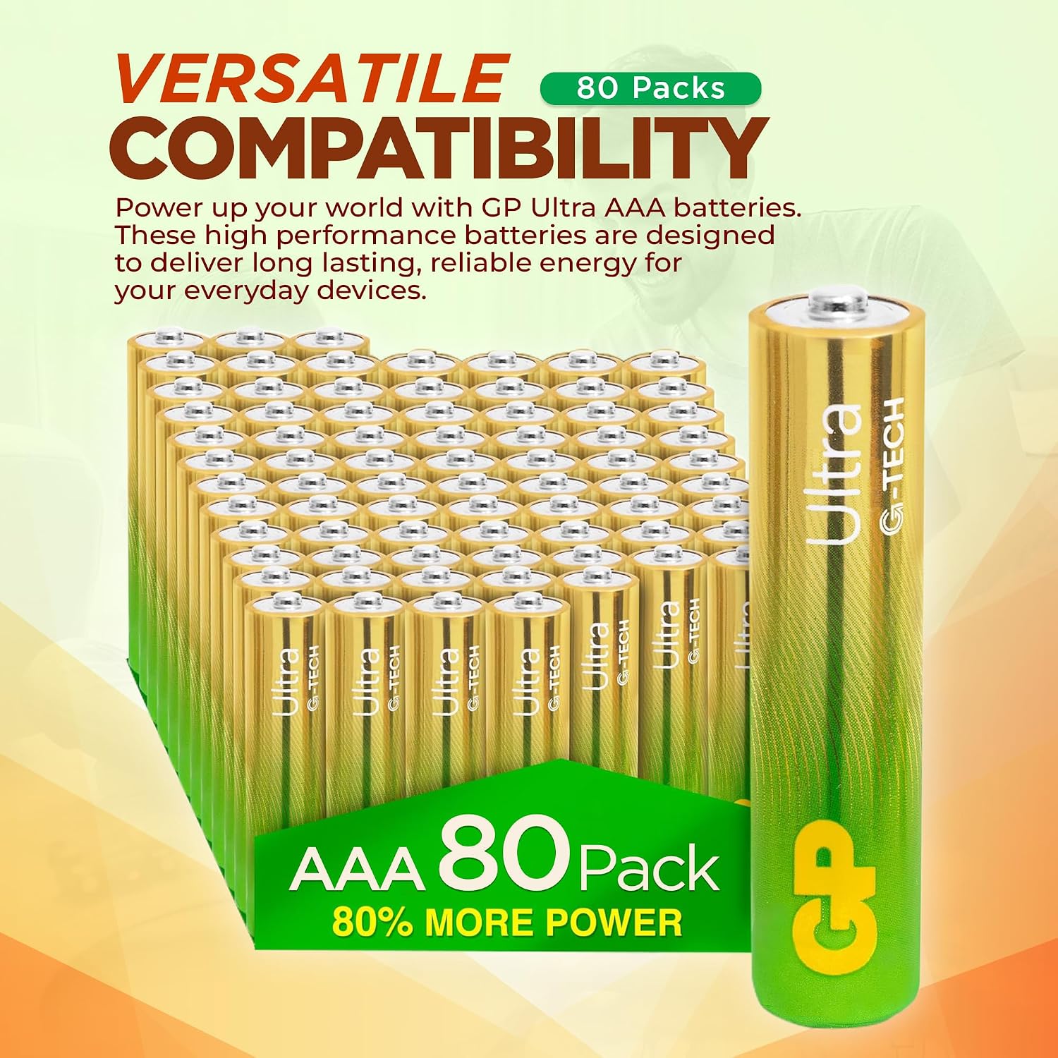 Detalle de GP Ultra Alkaline AAA Batteries 1.5V (80 Pack) – long-lasting, anti-leak for radios, cameras & alarms