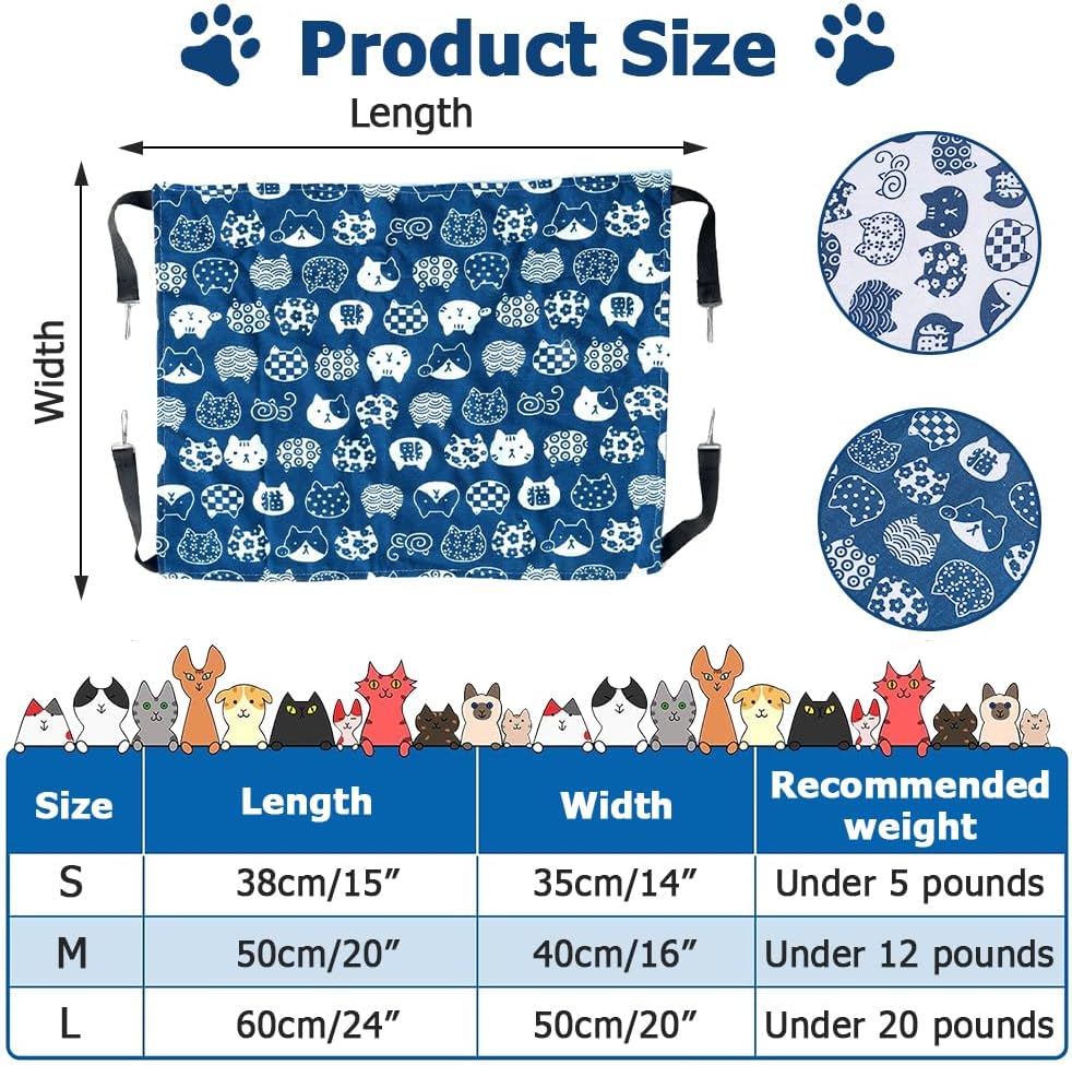 Detalle de Cat Hammock Bed 2PCS: Breathable Hanging Pet Bed with 4 Hooks