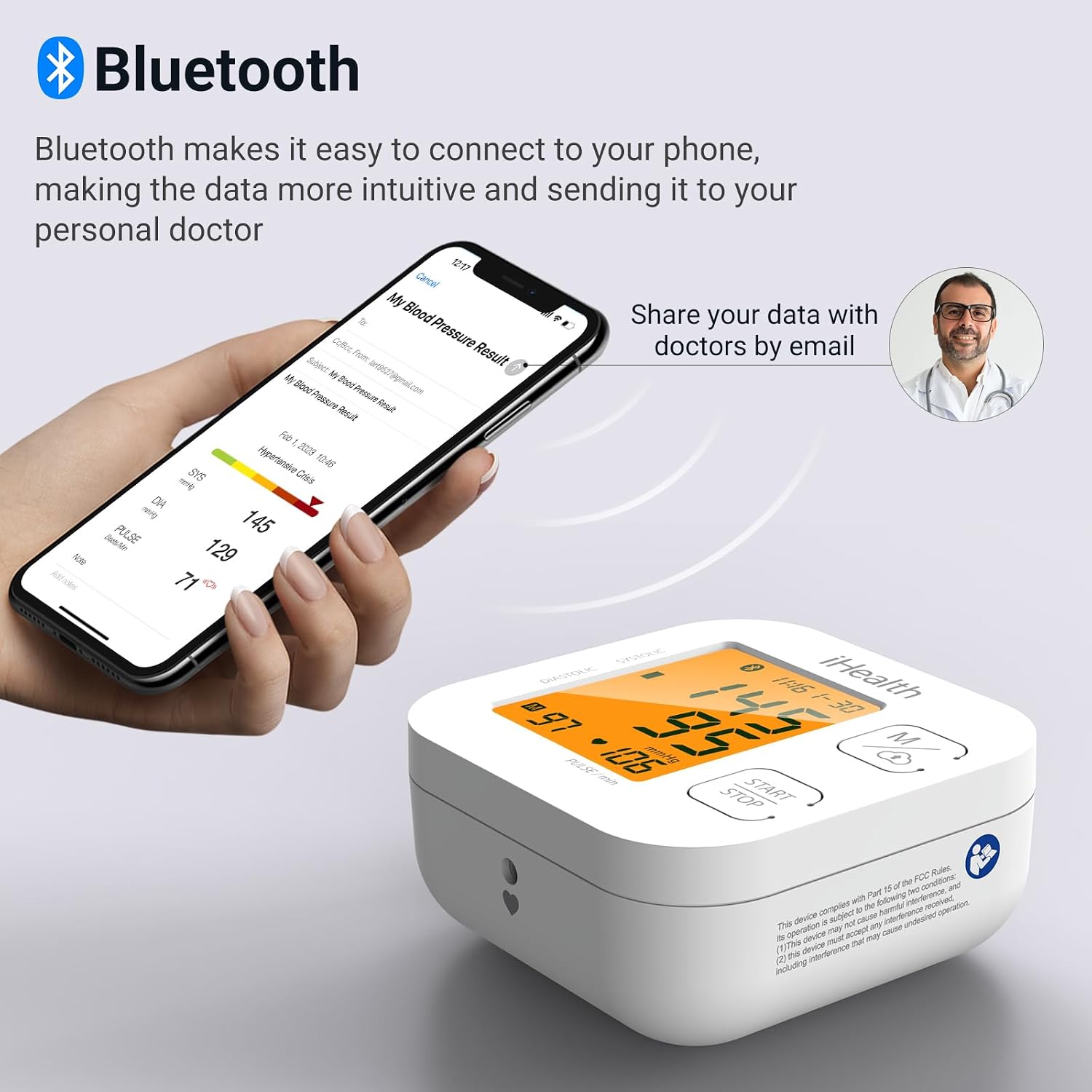 Thumbnail 6 de iHealth Track Smart Upper Arm Blood Pressure Monitor with Wide-Range Cuff