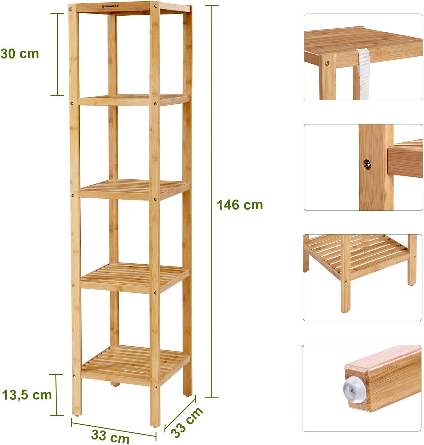 Detalle de SONGMICS Badregal BCB55Y mit 5 Ebenen