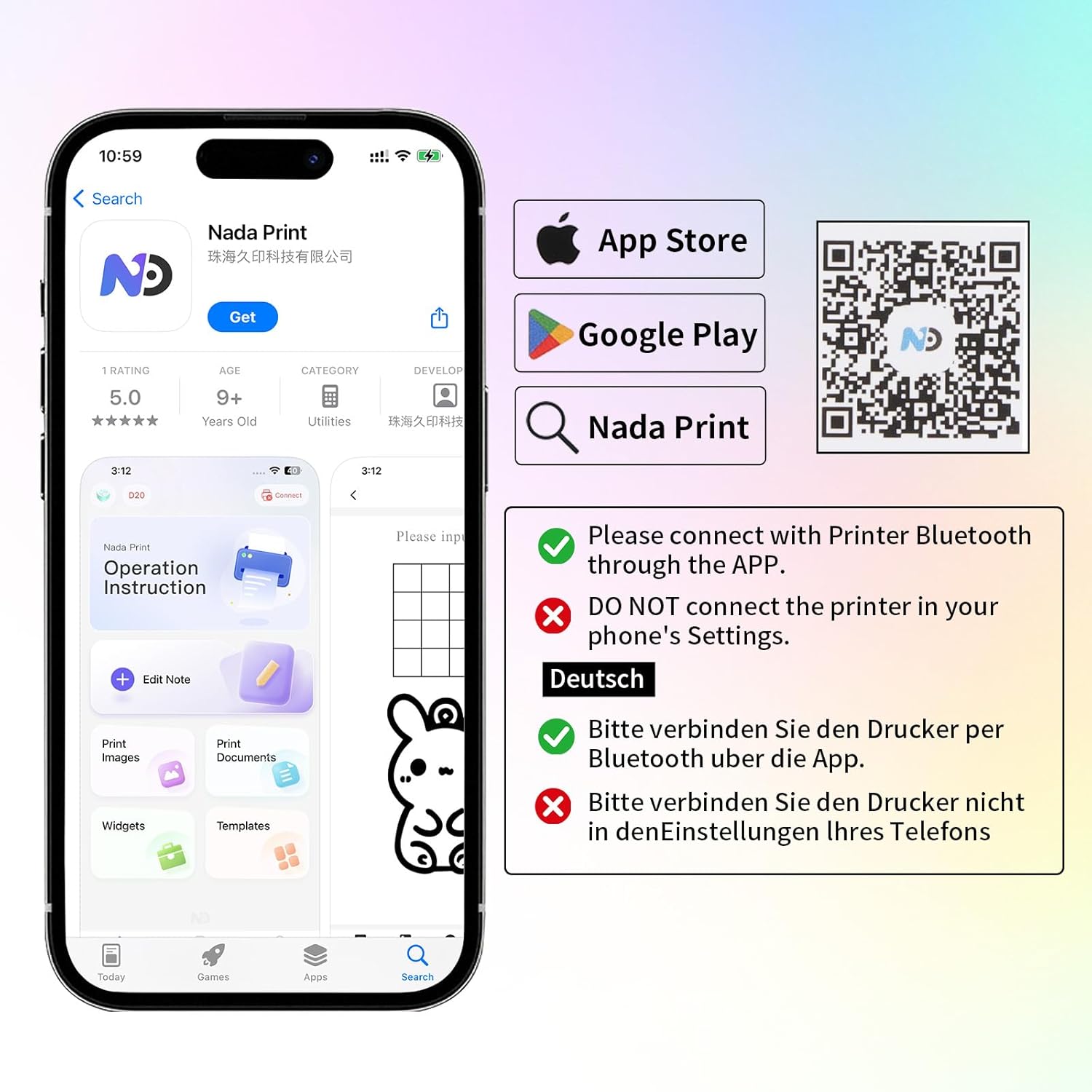 Thumbnail 3 de Zhwidnerso Mini Thermal Printer with 3 Rolls Paper – Bluetooth pocket sticker printer for Android & iOS