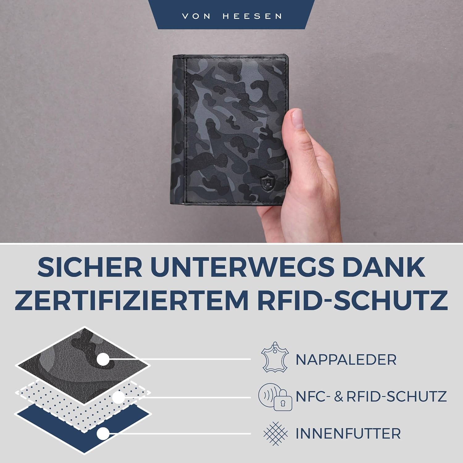 Thumbnail 4 de VON HEESEN Leder Geldbörse mit RFID Schutz