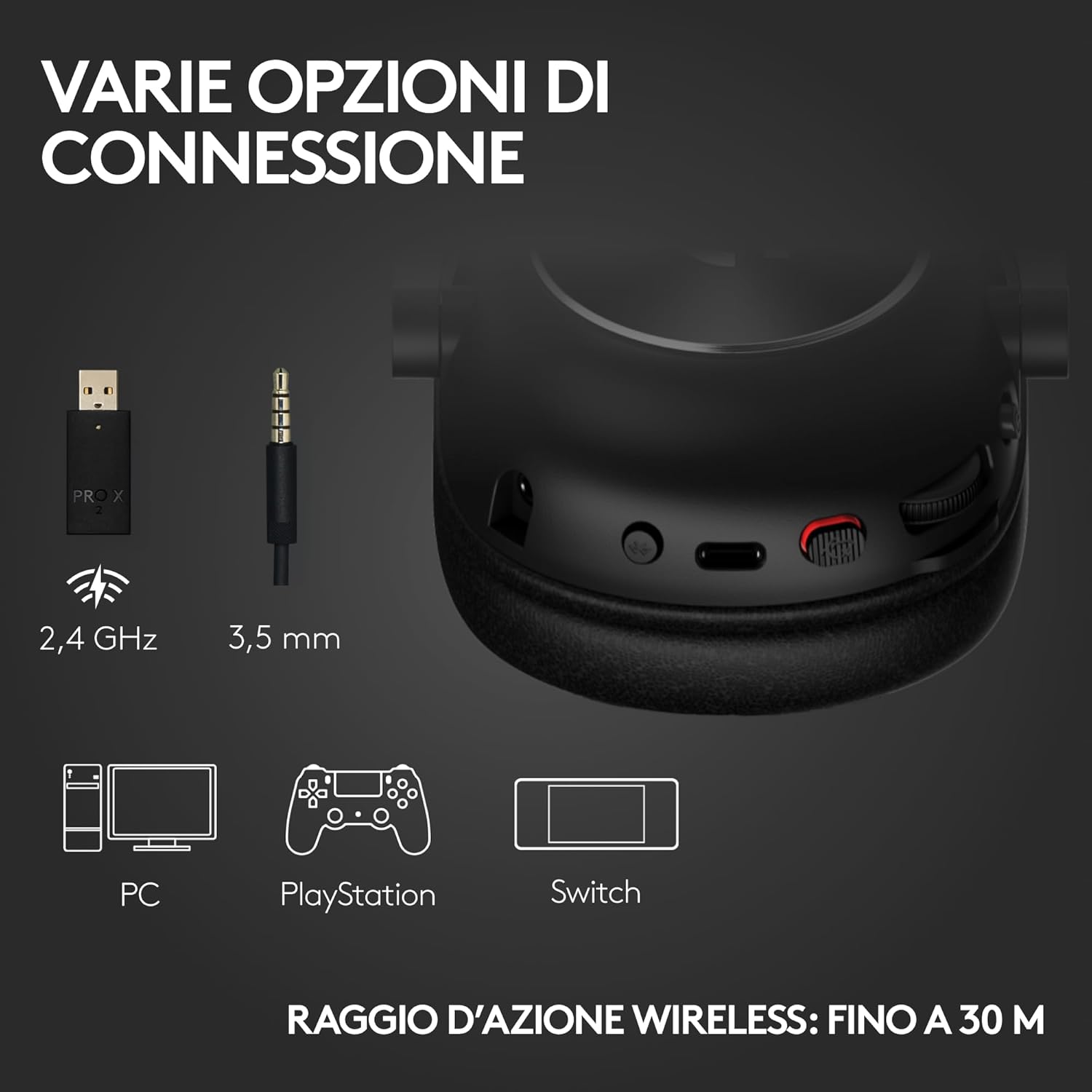 Detalle de Logitech G PRO X 2 LIGHTSPEED: Cuffie gaming wireless con microfono rimovibile e driver grafene 50 mm