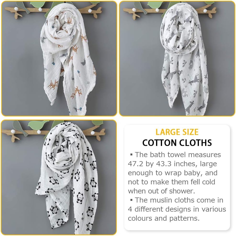 Thumbnail 1 de ALBOYI 4 Pack Baby Muslin Washcloths (Cotton Gauze) – Large Square Towels for Newborns