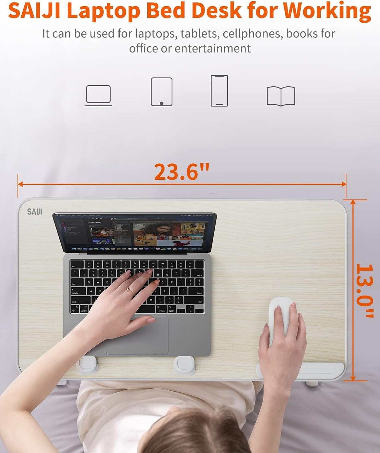 Thumbnail 6 de SAIJI Adjustable Laptop Stand Bed Tray Table (5 Heights, 4 Angles) for up to 17-inch laptops