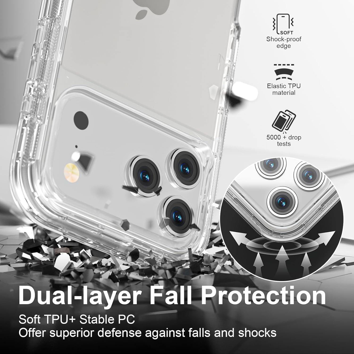 Detalle de Follaroma iPhone 17 Pro Max Case (6.9 inch) – Heavy-Duty Dual Layer Shockproof Clear Cover
