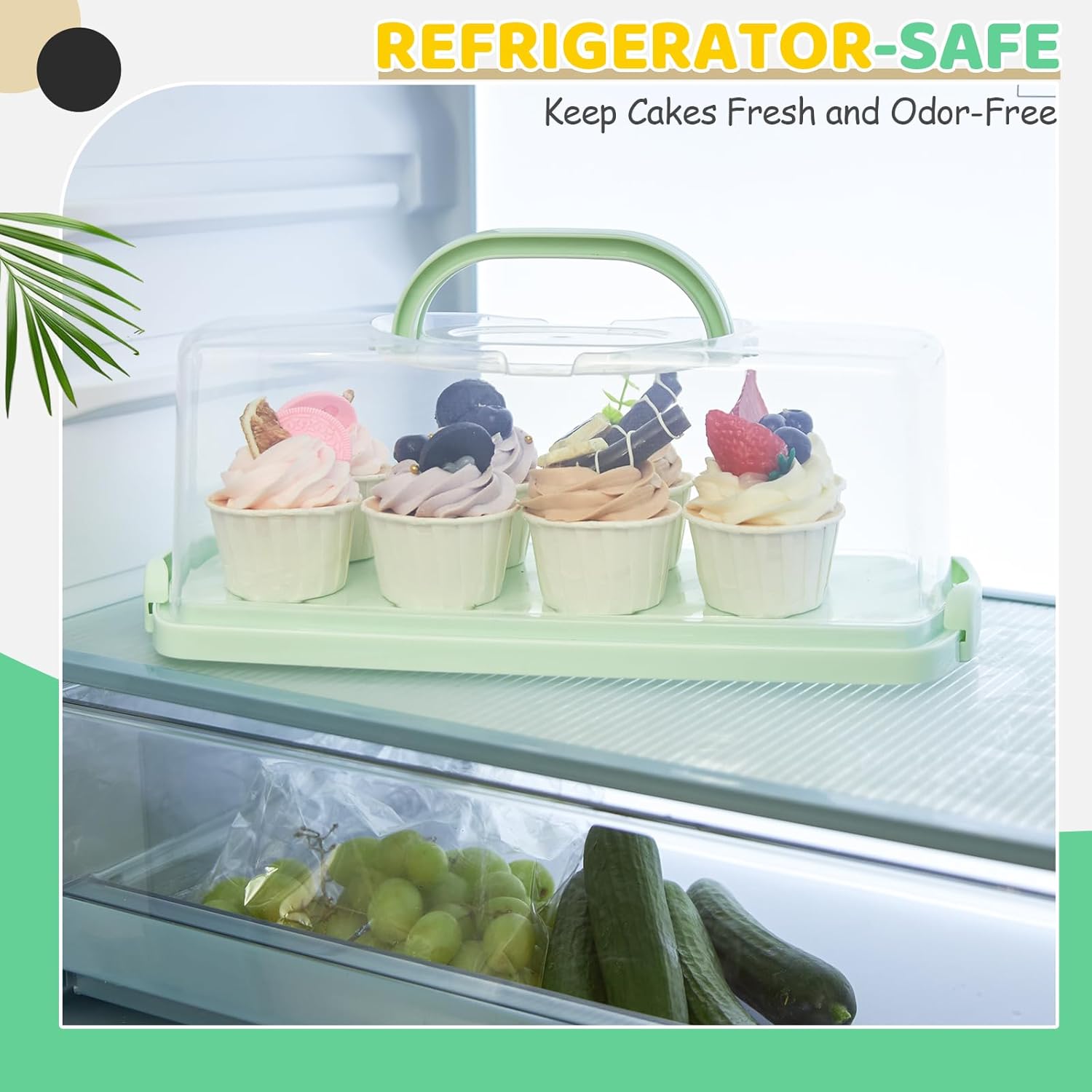 Thumbnail 5 de Ohuhu rectangular cake carrier with handle, lid and locking clips (33 x 13 x 9.5 cm internal)