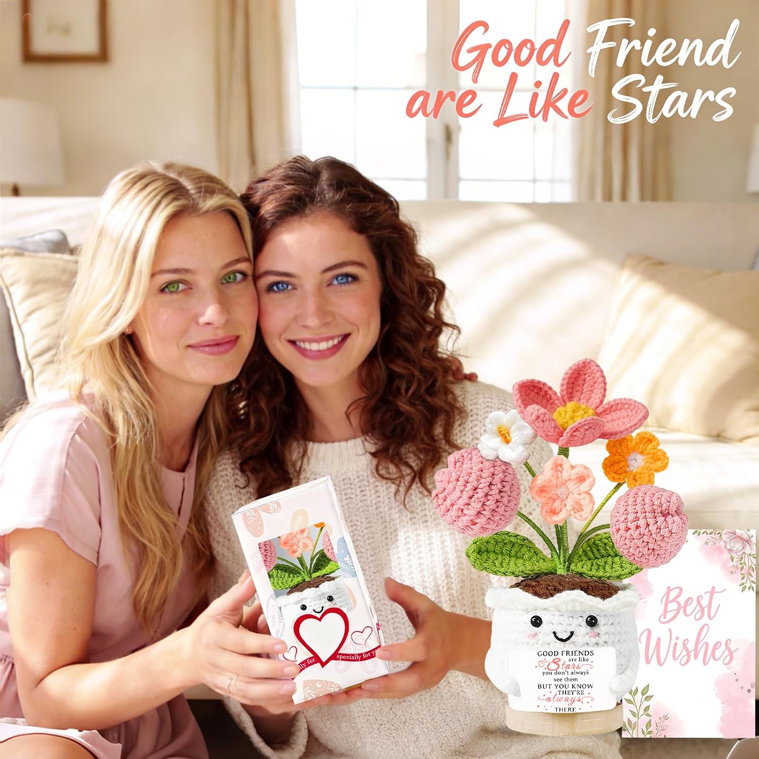 Detalle de Best Friend Crochet Tulip Gifts for Women – Thoughtful Friendship Tokens for Desk Decor