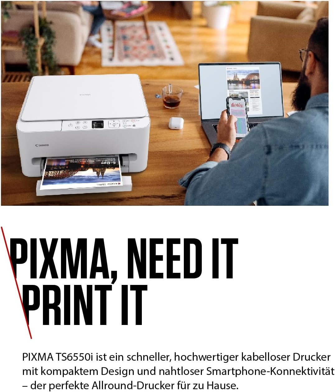 Thumbnail 2 de Canon PIXMA TS6550I – WLAN-Multifunktionsdrucker mit Frontbedienung und PIXMA Print Plan