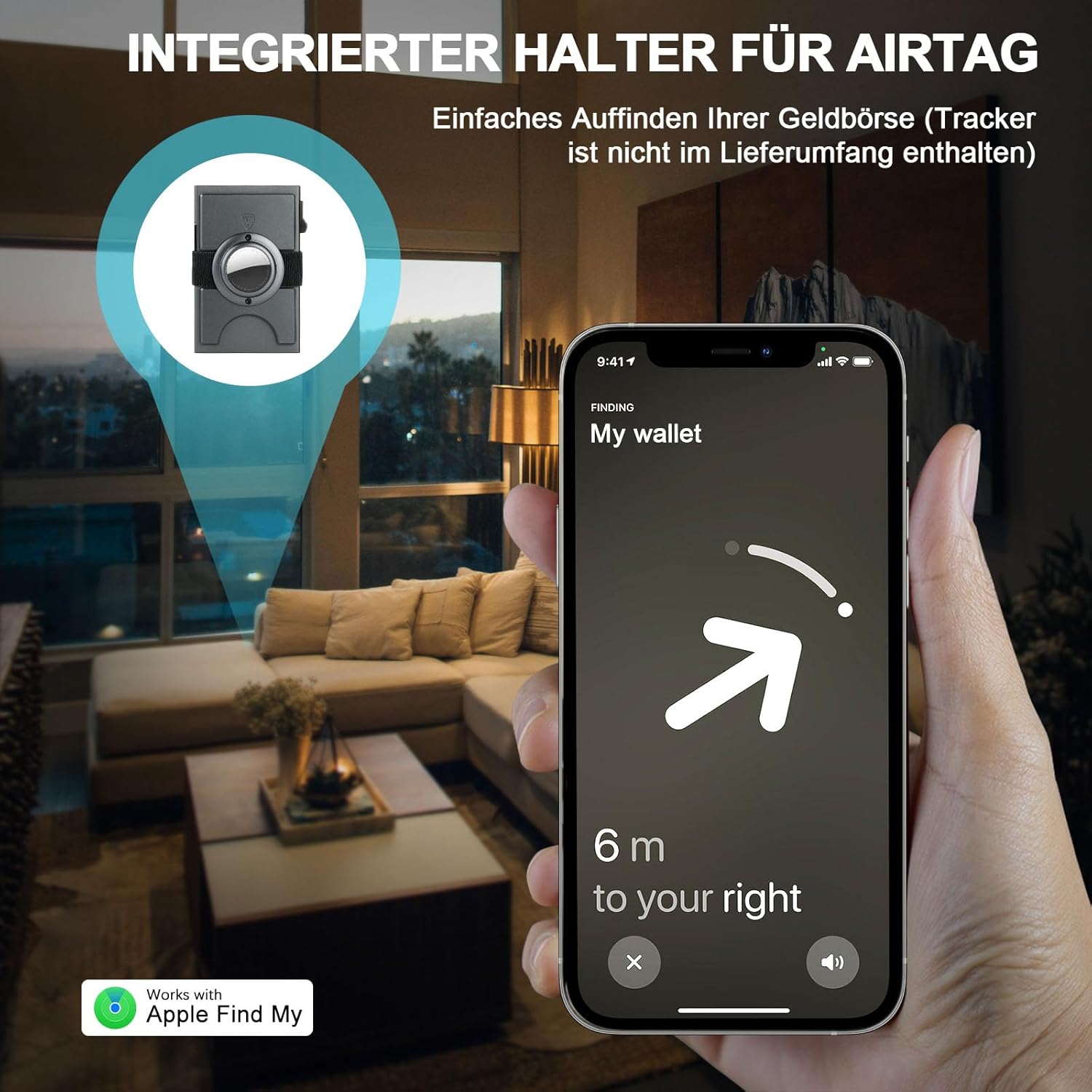 Thumbnail 4 de TOYFID Herren Kartenetui mit AirTag Steckplatz – 12 Karten, Aluminium, Grau