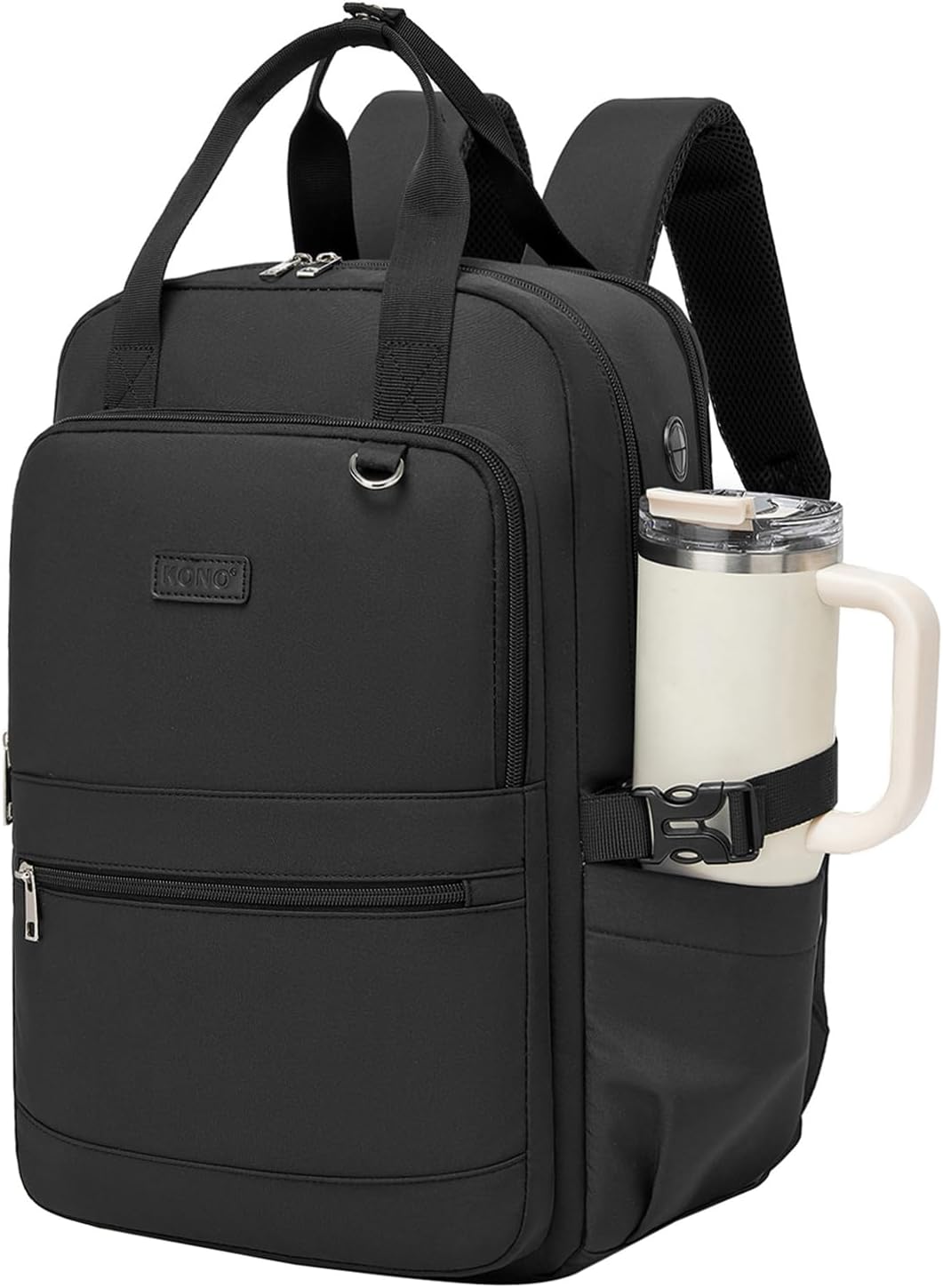 Detalle de Kono Women's Laptop Backpack with Pouch Pocket: Spacious, Water-Resistant Work & Travel Bag for 15.6 Inch Laptops