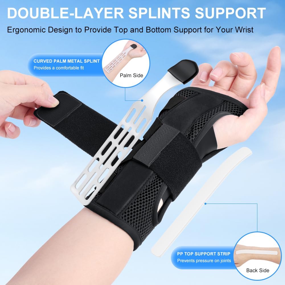 Thumbnail 2 de Fefod attelle de poignet avec plaques en aluminium : support pour syndrome du canal carpien et douleur au poignet